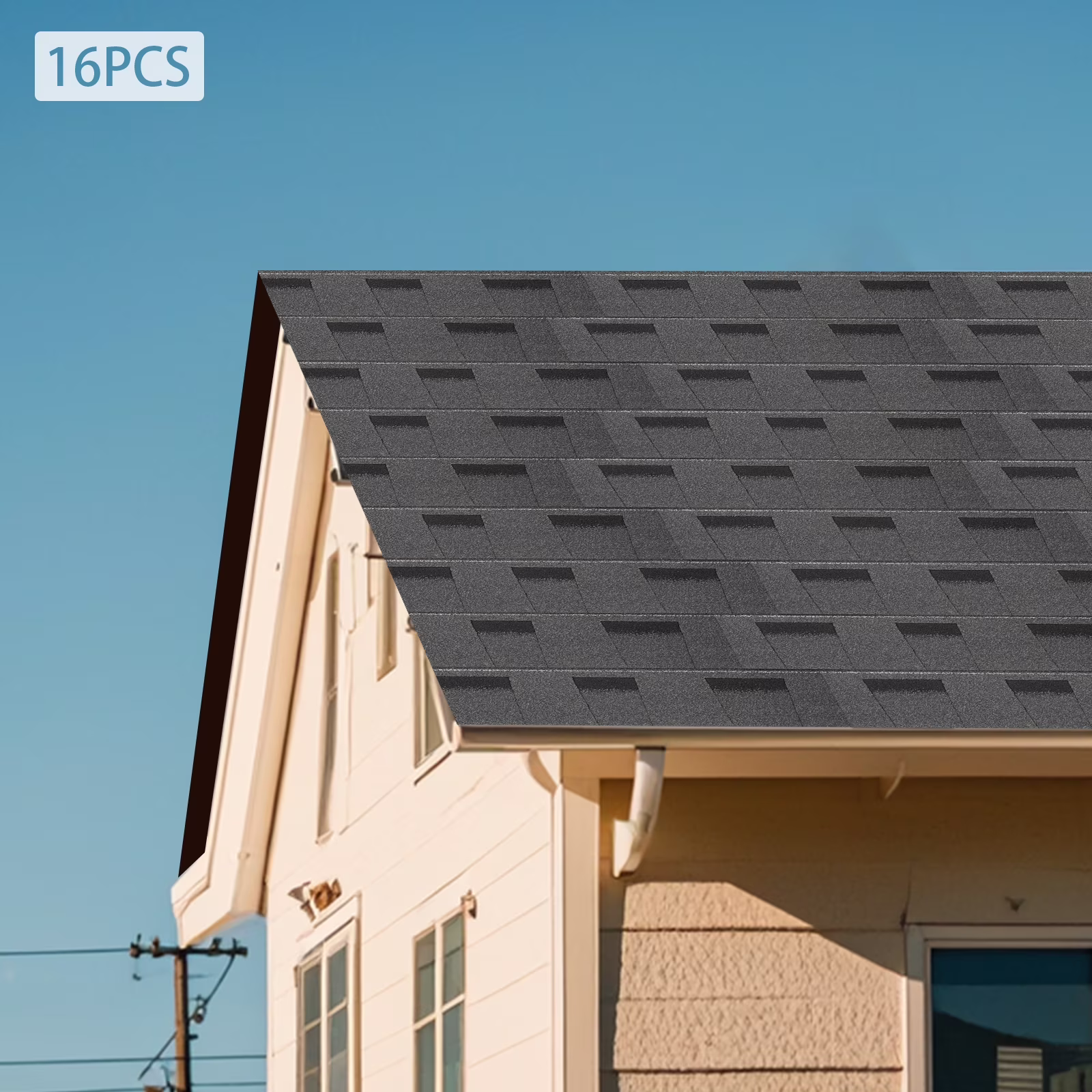 Roofing Shingles, Asphalt Shingles Roof Tiles, 16Pcs Asphalt Roof Shingles (Grey)