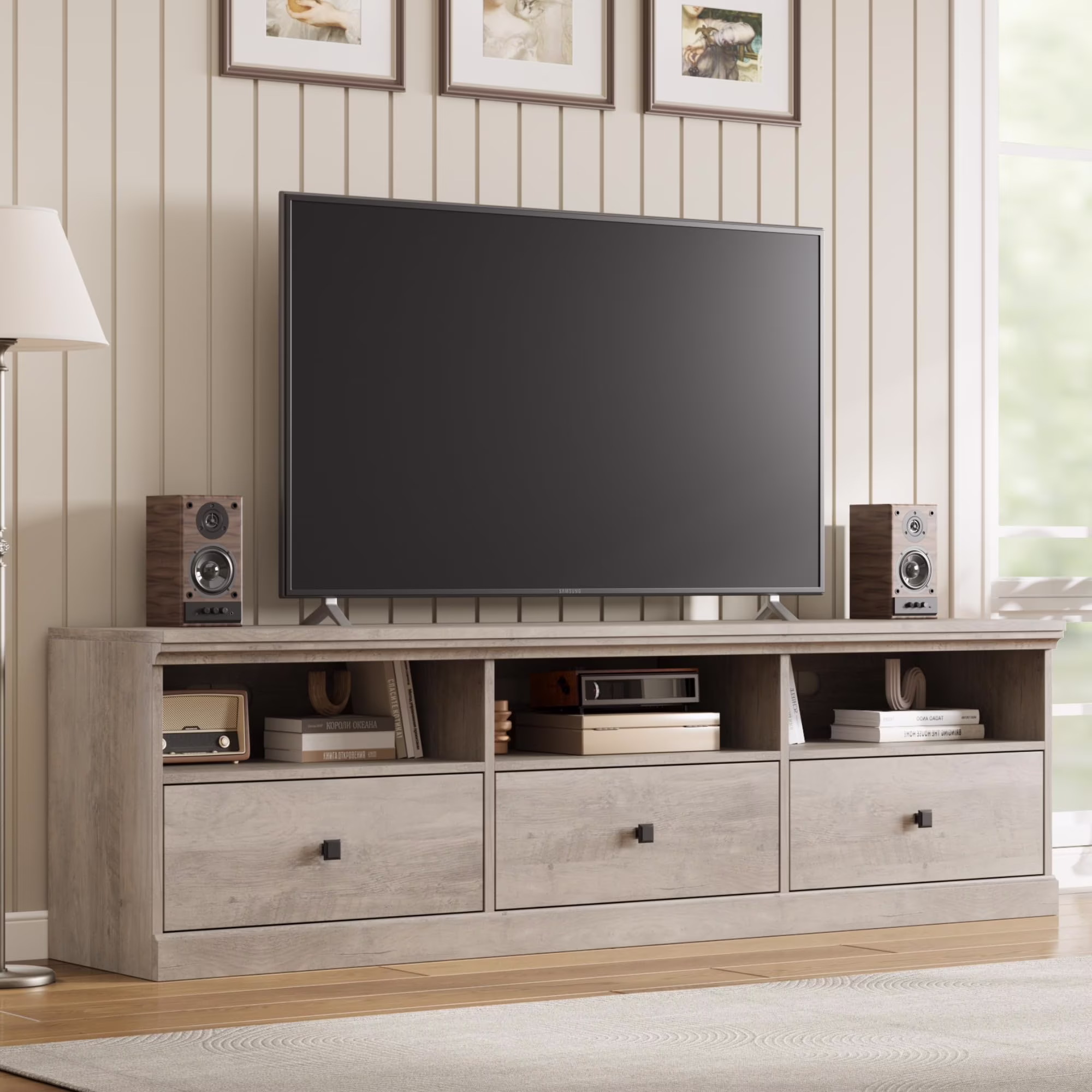 AOILE 70" TV Stand with Drawers for 75/80 Inch TV, Long Entertainment Center with Storage,TV Console/Media Console for Living Room