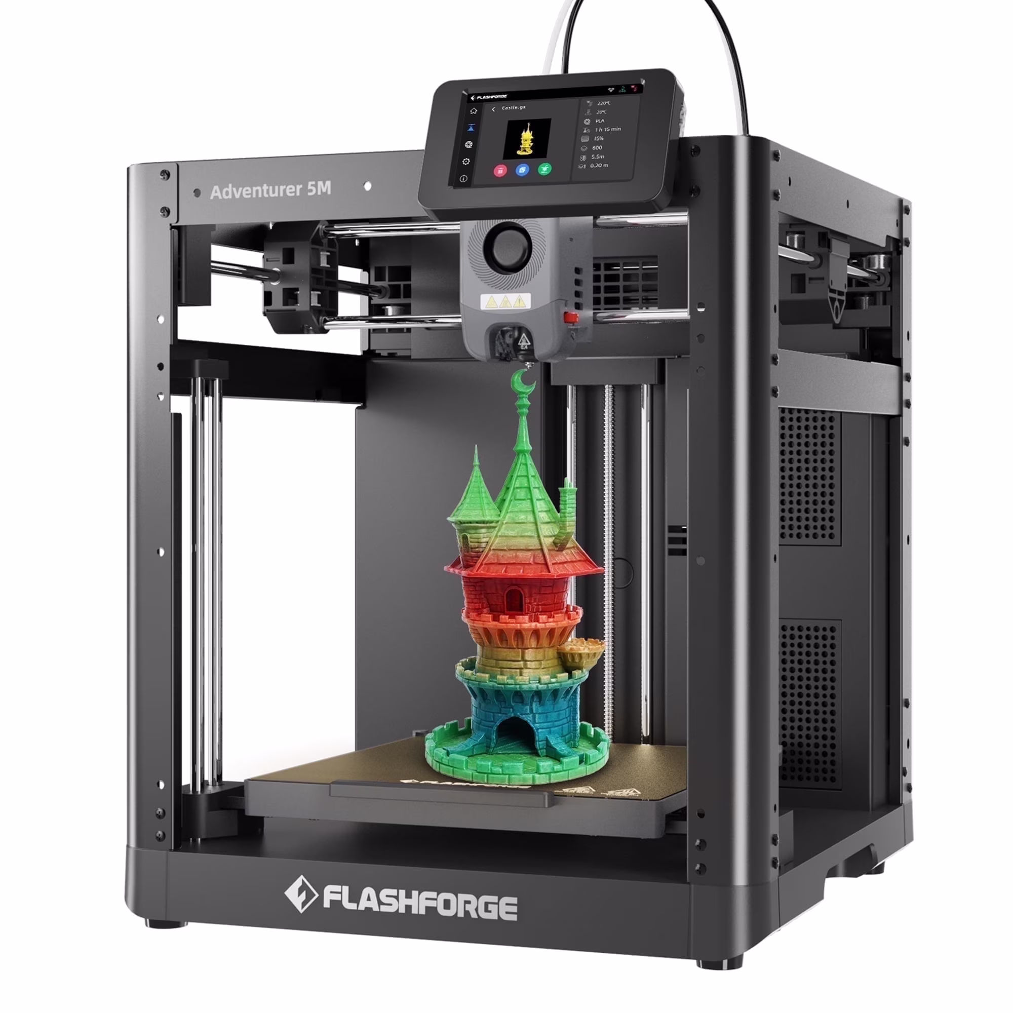 Flashforge Adventurer 5M 3D Printer, Fully Auto Leveling & 600mm/s High Speed Printing, Black
