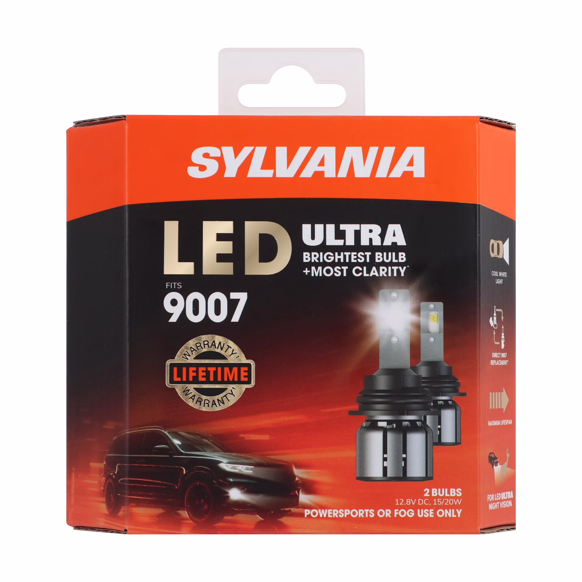 SYLVANIA 9007 LED Ultra - Fog Lights For Cars and Trucks - Headlight Bulbs for Off Road Powersports - 6000k Cool White LED Light - Maximum Lifespan - No Polarity - DIY Upgrade