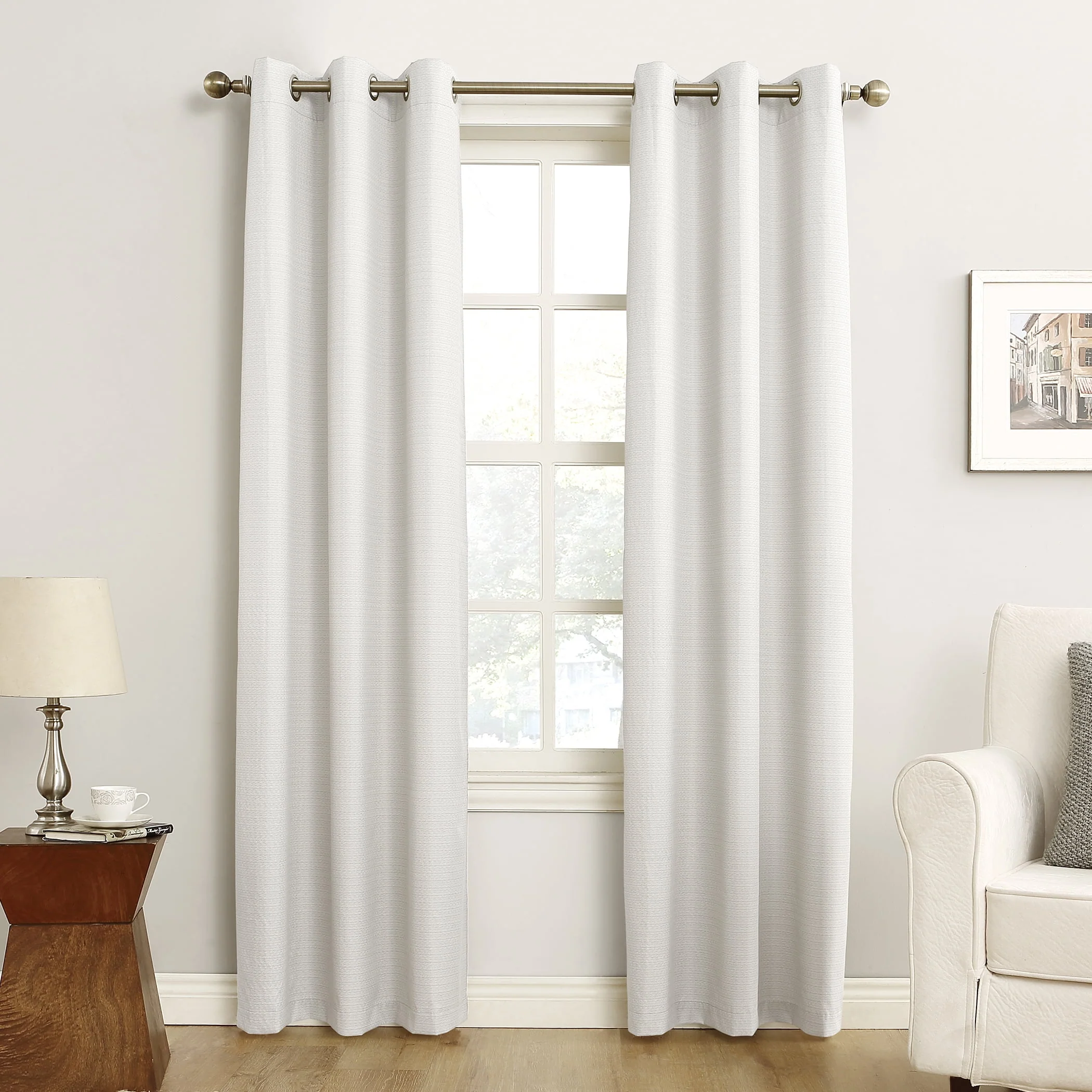 Sun Zero Cooper Textured Thermal-Lined Blackout Energy-Efficient Grommet Curtain Panel, 40"x84", White (Single Panel), Adult