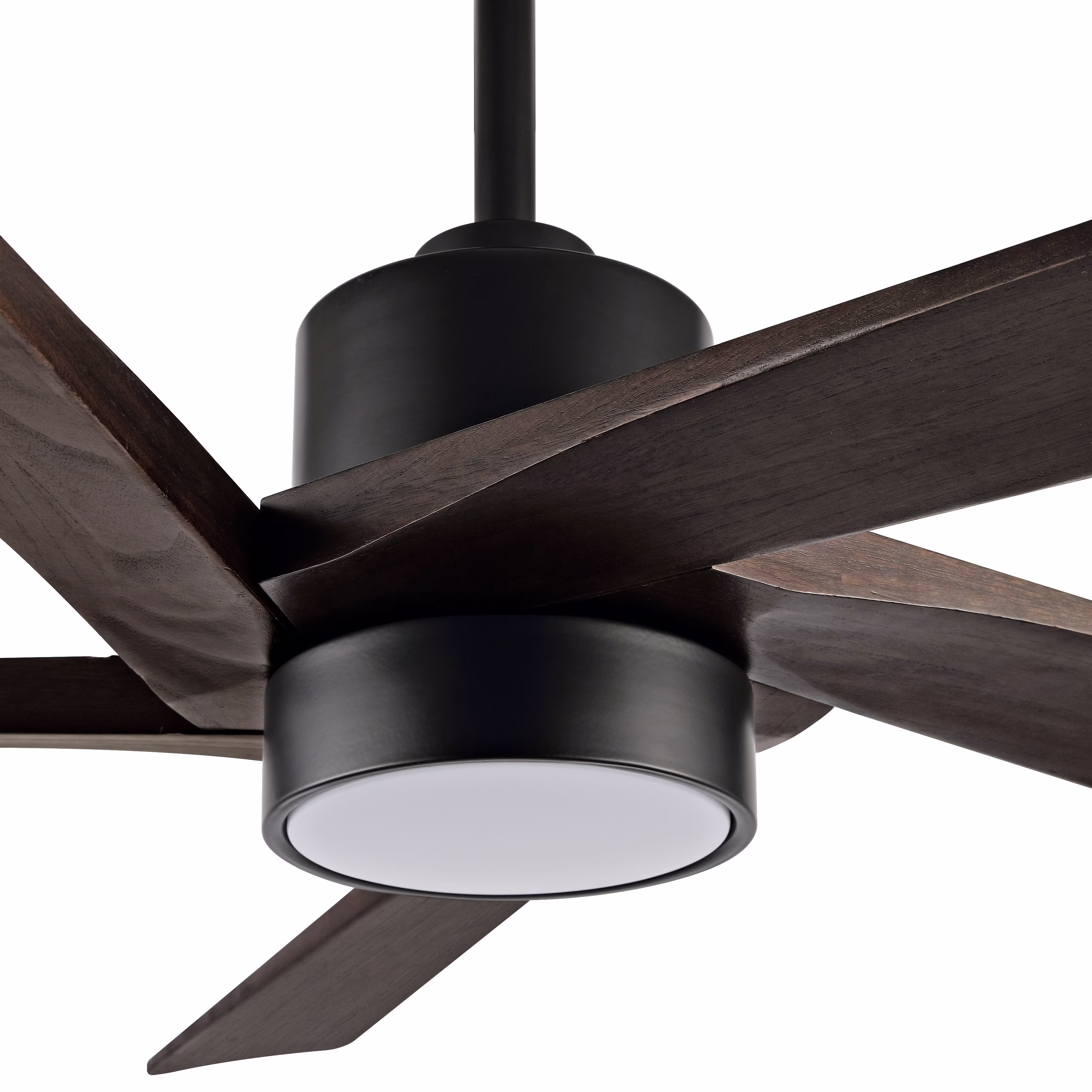 WINGBO 64 Inch DC Ceiling Fan with Lights and Remote Control, 5 Reversible Carved Wood Blades - N/A Matte Black/Walnut