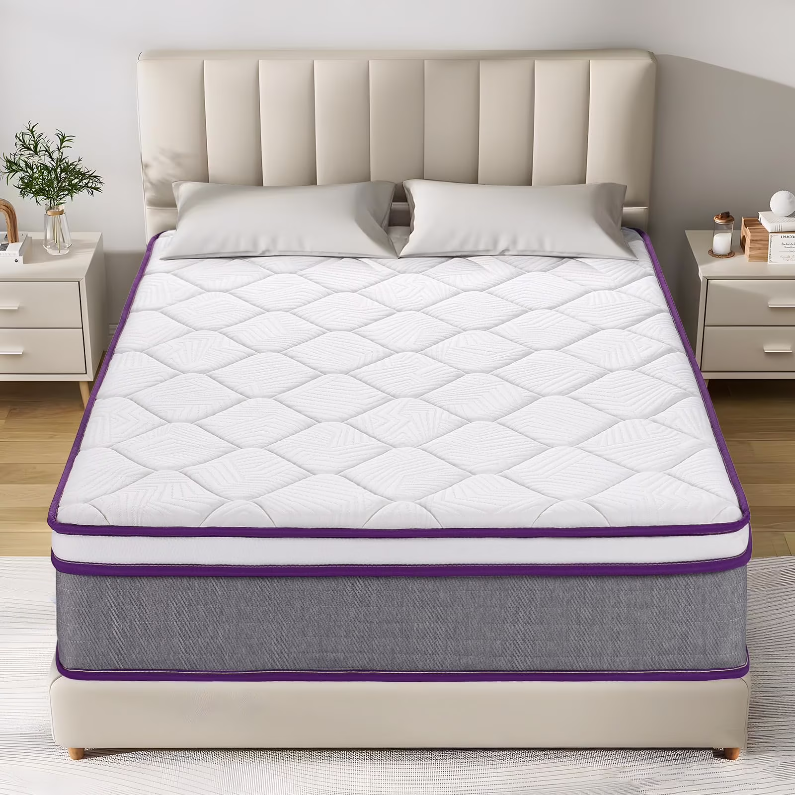 Mattress Twin, 12 Inch Medium Firm Twin Size Mattress in a Box, Hybrid Mattresses with Gel Memory Foam and Pocket Springs for Motion Isolation & Pressure Relief, Strong Edge Support