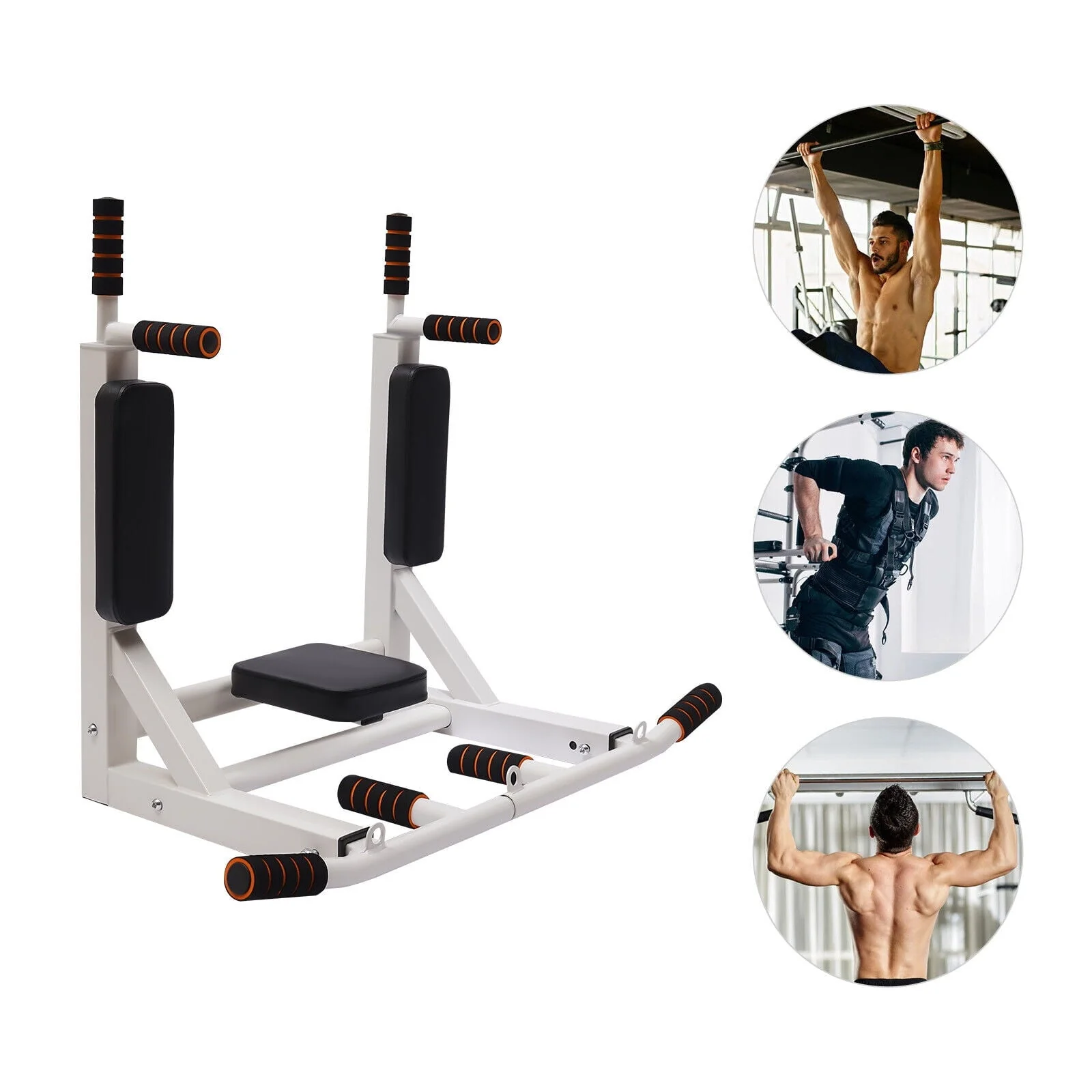Miumaeov Wall Mounted Pull Up Bar Multi-functional Wall Mounted Chin Up Bar Training Equipment Fitness Dip Stand for Indoor Home Gym Workout Max 440 Lbs