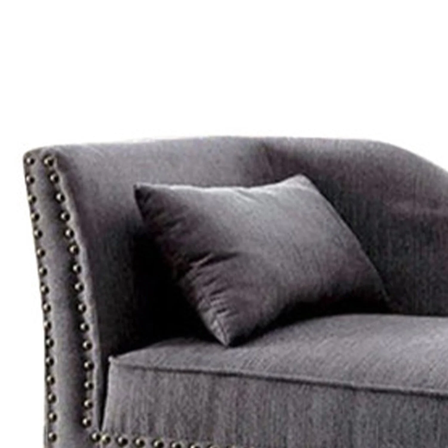 Benzara Contemporary Gray Linen Like Fabric Chaise-Color:Gray