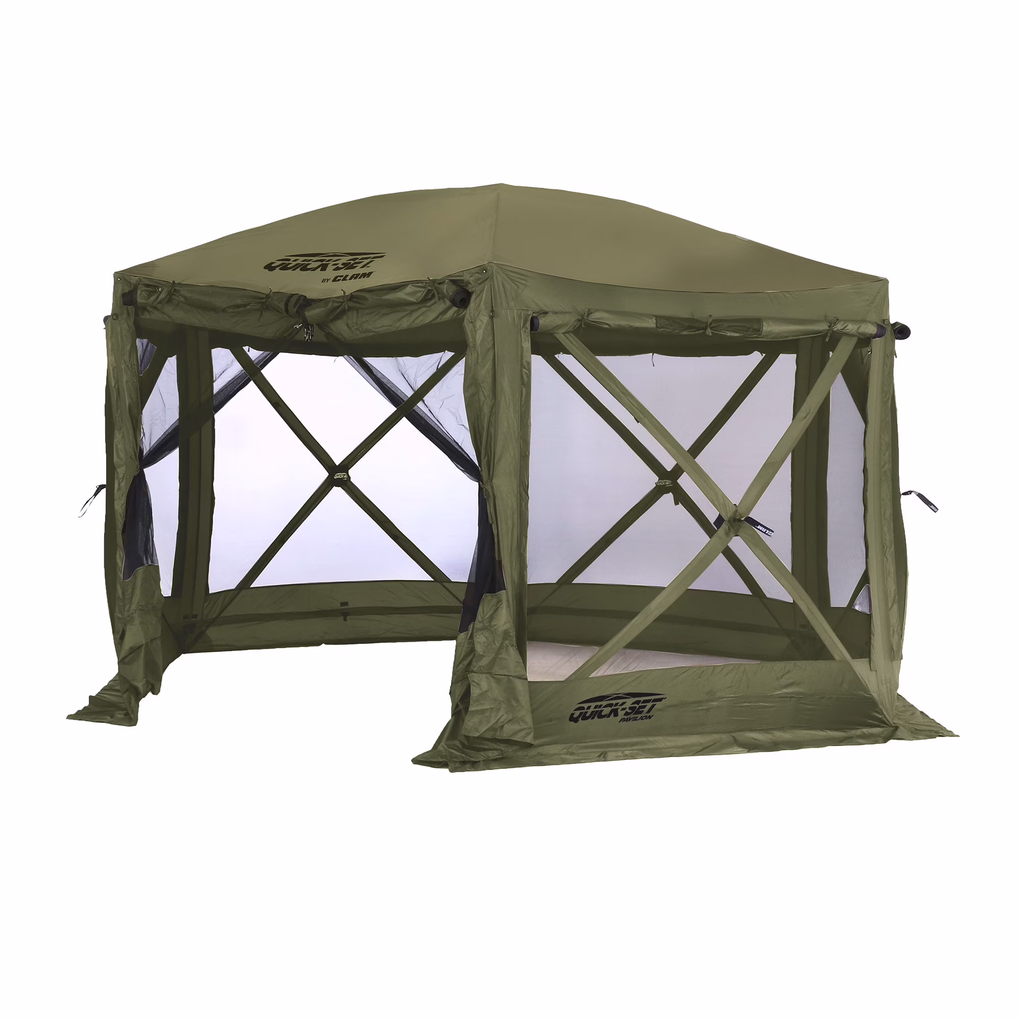 CLAM Quick-Set Pavilion 12.5 x 12.5' Portable Outdoor Canopy Shelter, Green