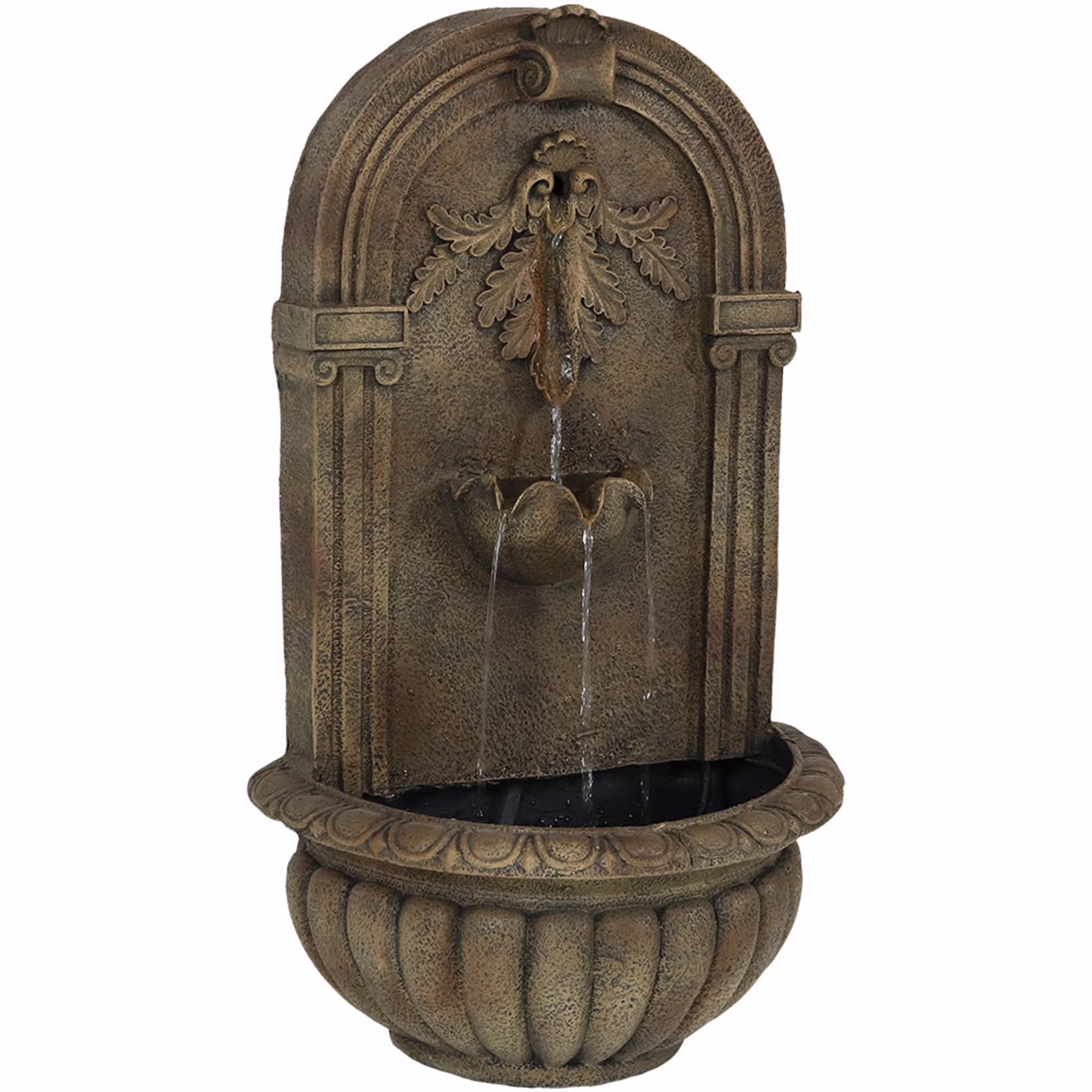 Sunnydaze Florence Polystone Outdoor Wall Fountain, Florentine Finish'