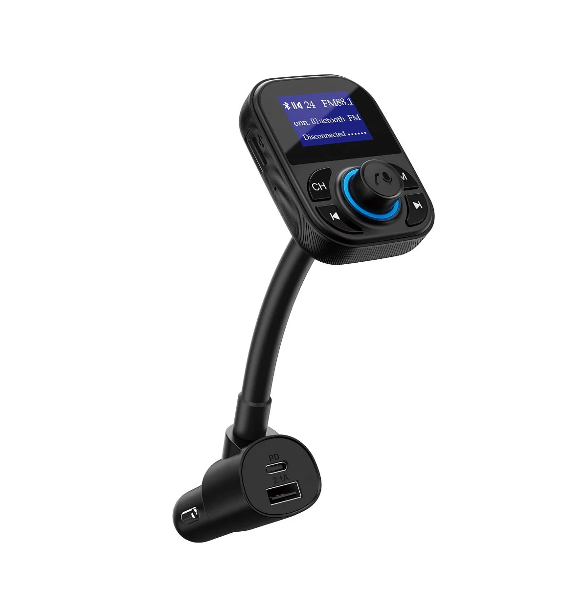 onn. Wireless FM Transmitter & Car Charger with Bluetooth Compatible via Smartphone