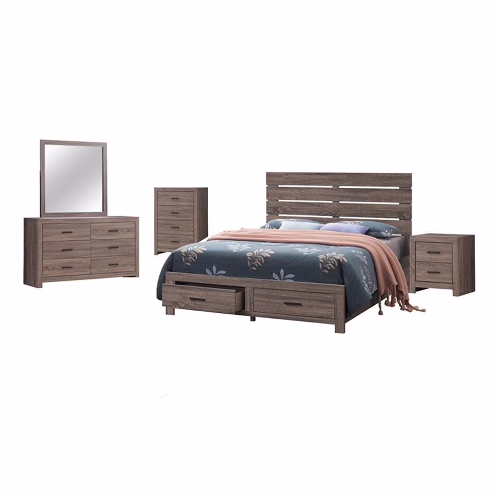 Coaster Company 5-Piece Rustic MDF King Barrel Oak