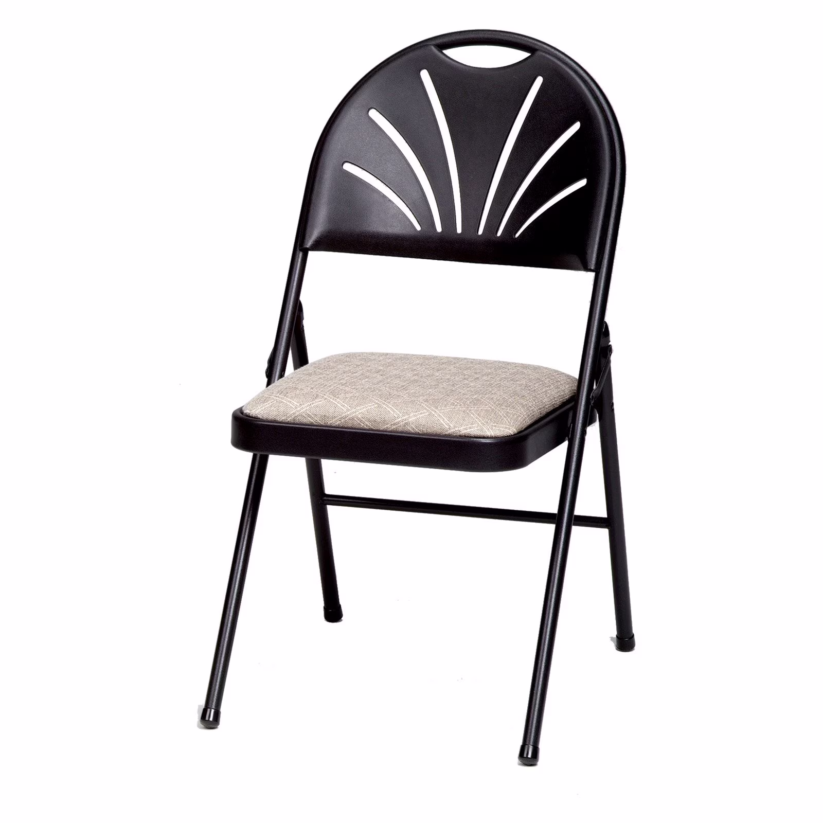 Plastic and steel high back folding chair - Zuni fabric with Black frame