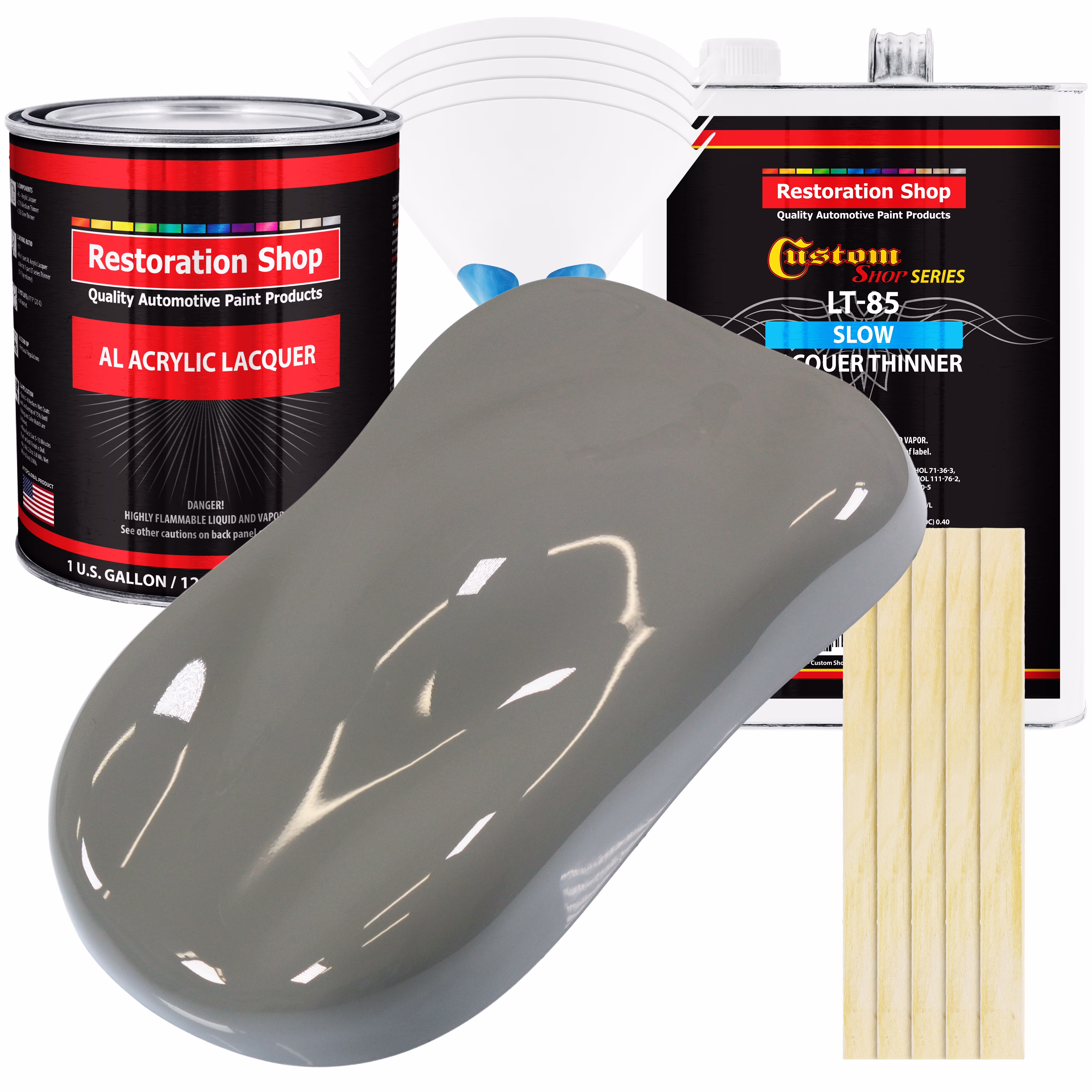 Restoration Shop - Dove Gray Acrylic Lacquer Auto Paint - Complete Gallon Paint Kit with Slow Thinner