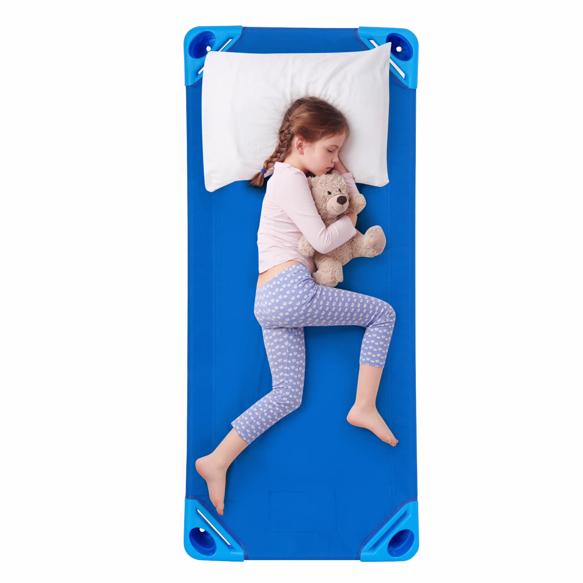 Costway Pack of 6 Kids Stackable Naptime Cot 52'' L x 23'' W Daycare Rest Mat Blue