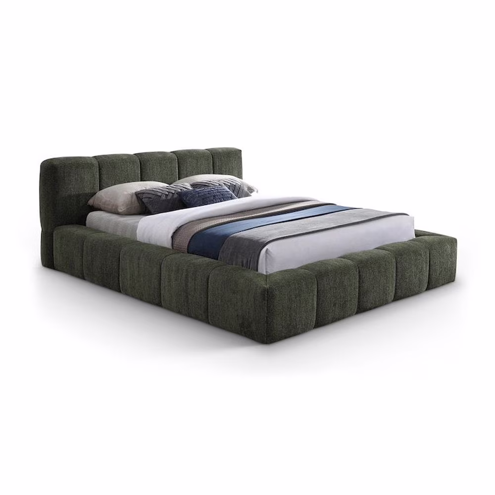 Meridian Furniture Carlin Olive Chenille Fabric Full Bed