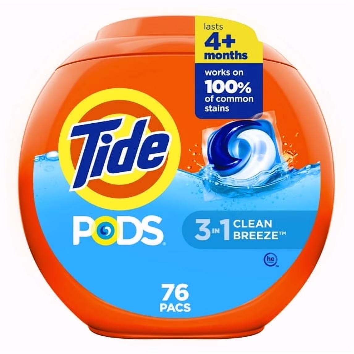 Tide PODS? Laundry Detergent Pacs, Powerful 3-in-1 Clean, Clean Breeze Scent, 76 Count