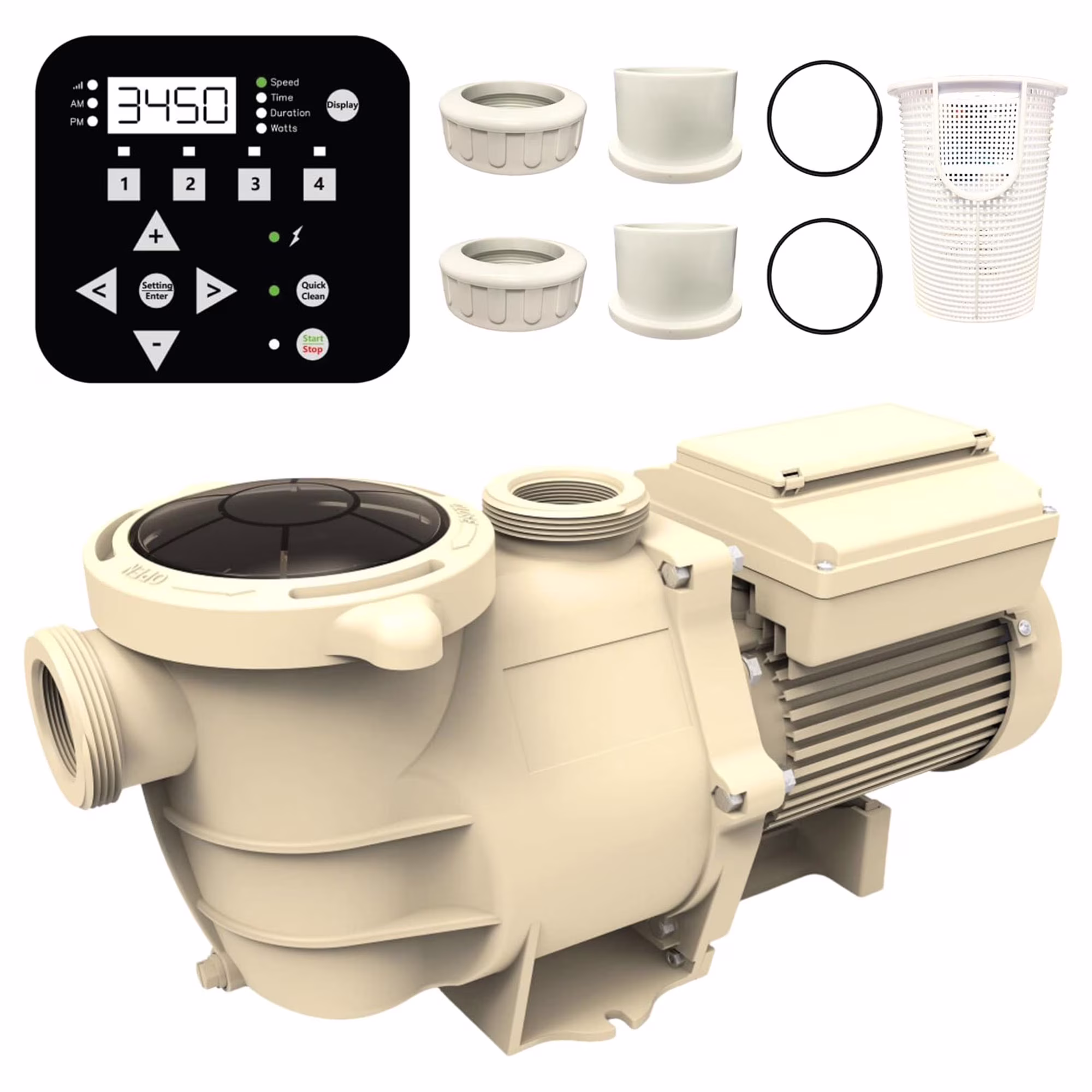 SWIMLINE HYDROT0OLS Variable Speed Inground Pool Pump 3.0 HP 9720 GPH Self Priming Pumps LED Control Panel 2-4 Filter Speeds 230V 2 Inch Ports Large Strainer Basket Silent Operation Above Ground Pools