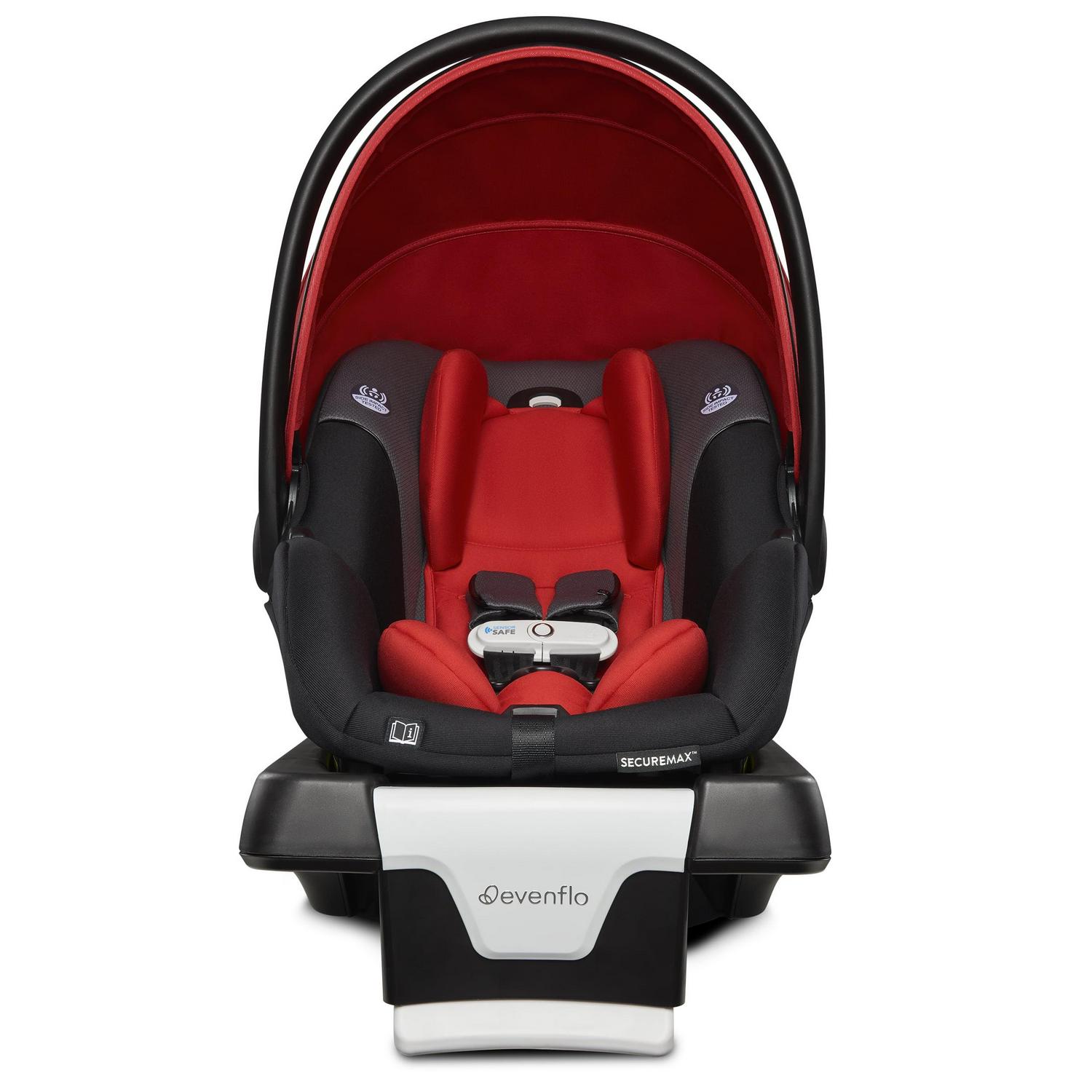 Evenflo Gold SensorSafe SecureMax 35 lbs Infant Car Seat. Garnet Red