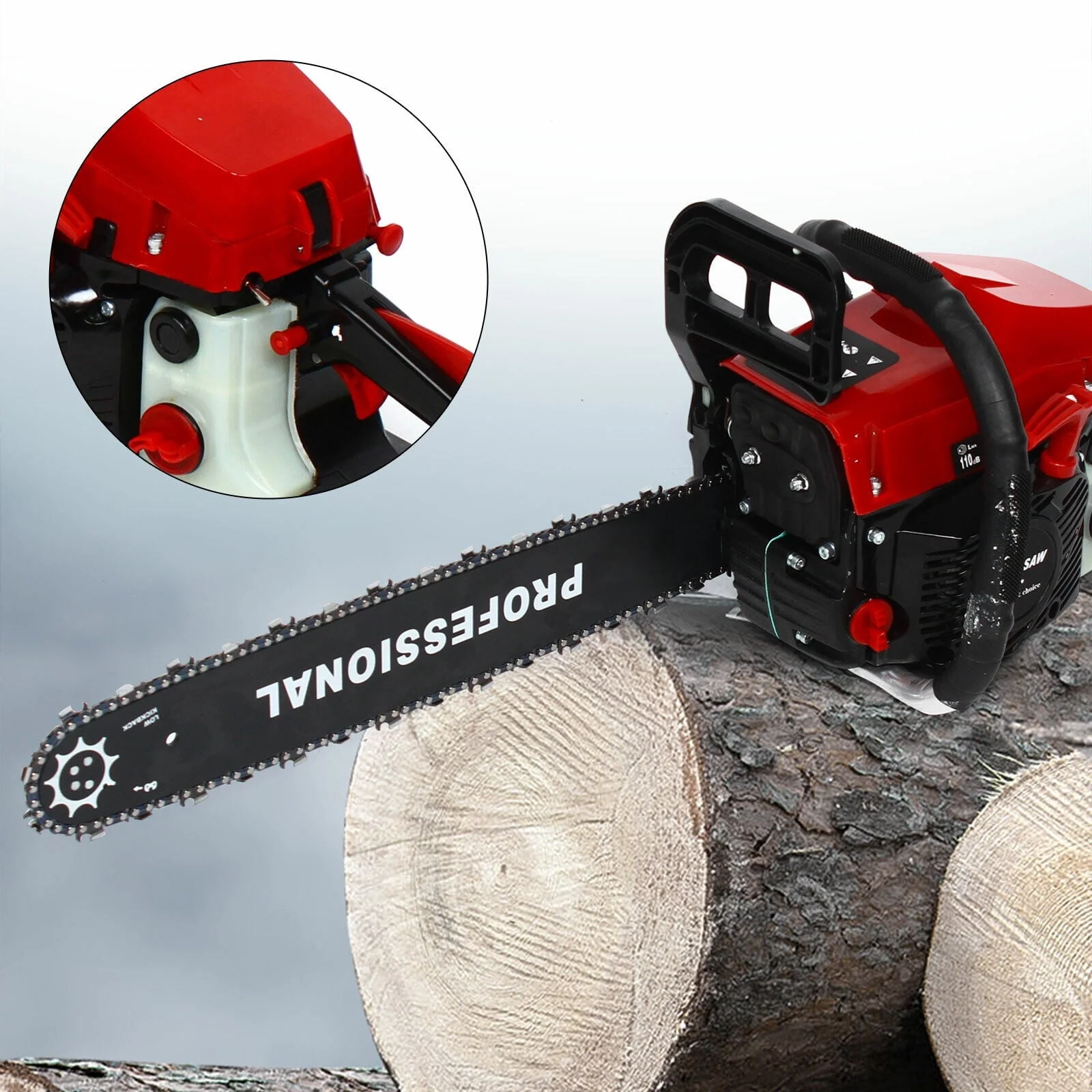 62cc Gas Chainsaw 20" Bar Gasoline Powered Chain Saw 2 Cycle Engine Cutting Saw Kit 4000W