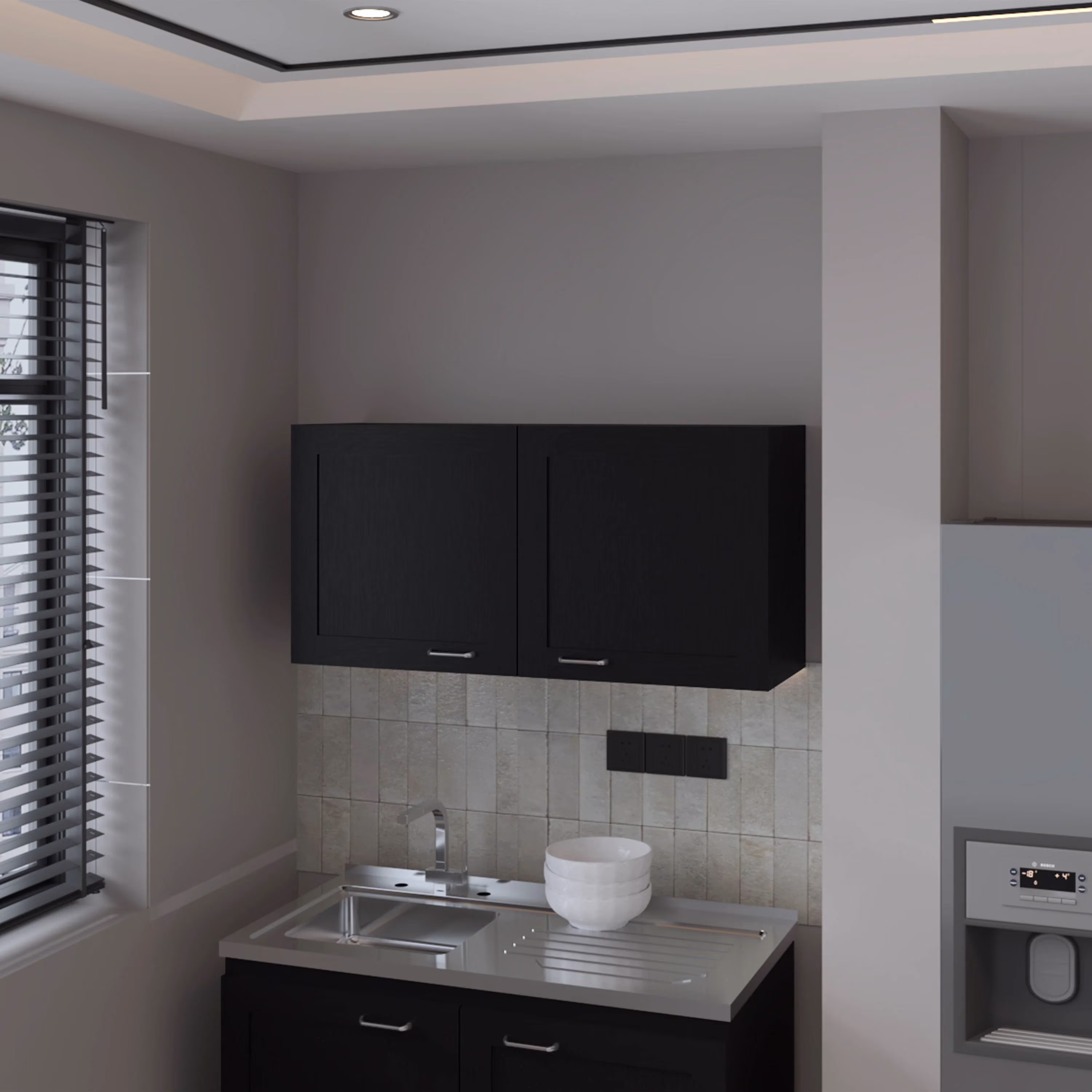Living Room Cabinets, Black Kitchen Wall Cabinet with 2 Doors, Primary Living Space Cabinets, Furniture Cabinets For Living Room,