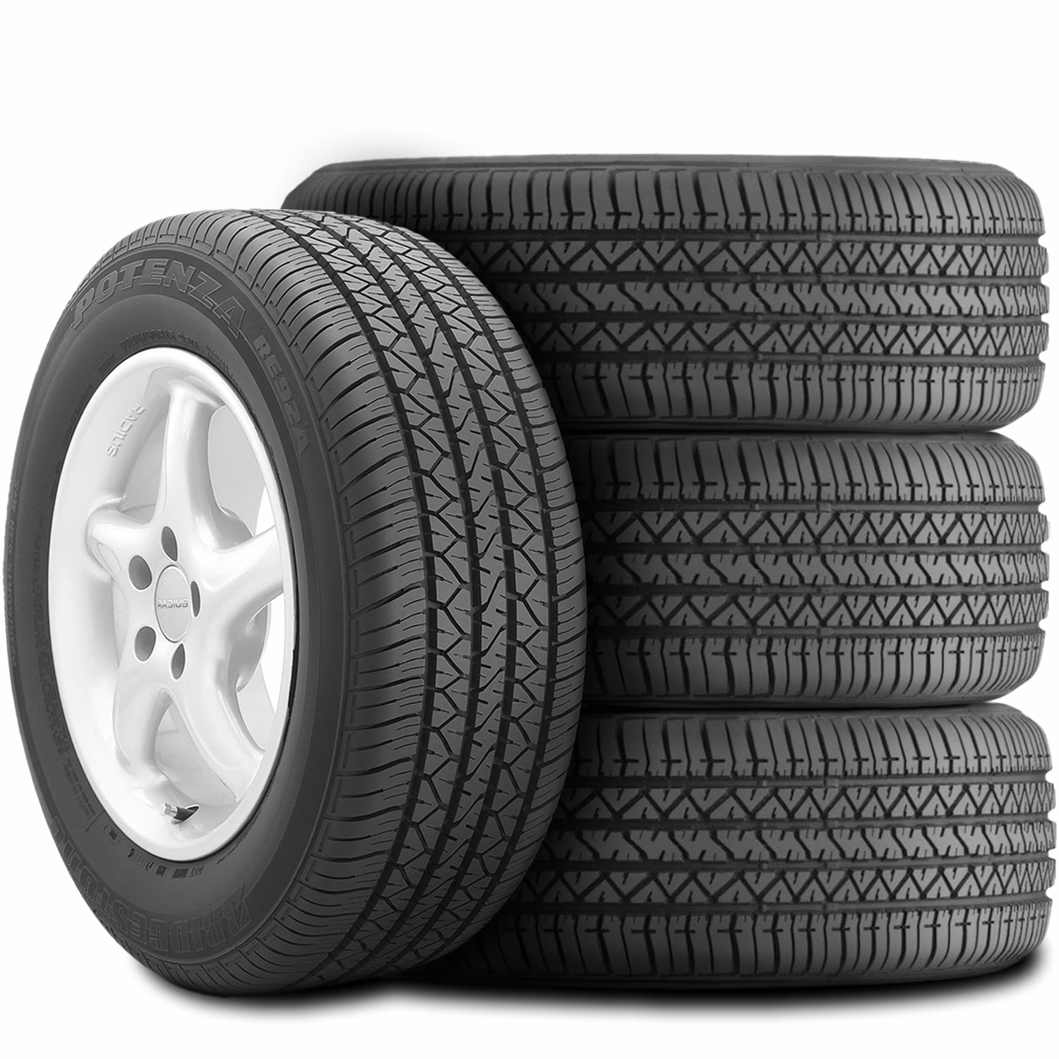 Set of 4 (FOUR) Bridgestone Potenza RE92A 245/45R18 96V A/S Performance Tires Fits: 2016-23 Chevrolet Malibu LT, 2009-14 Acura TL SH-AWD