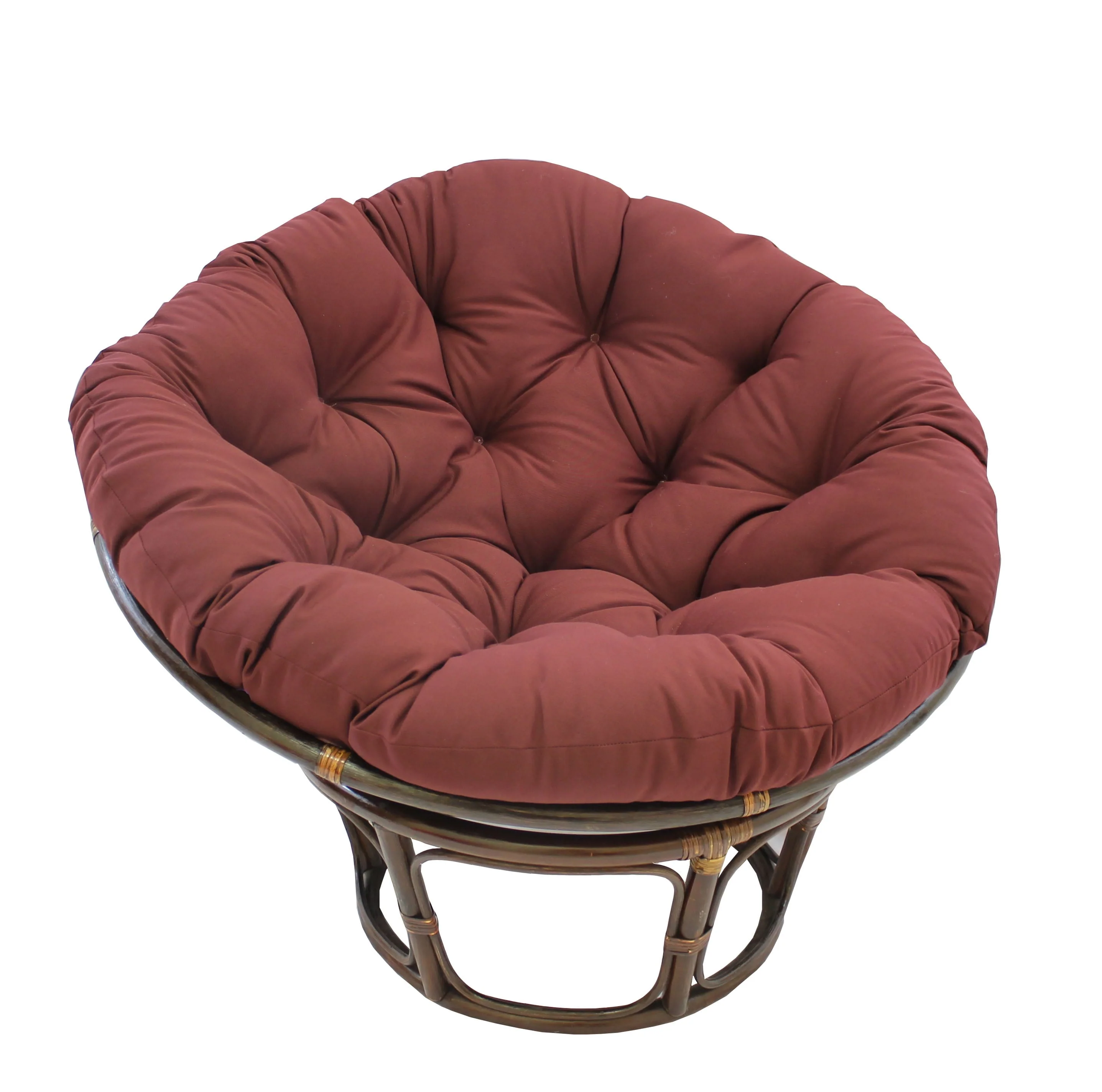International Caravan 42-Inch Rattan Papasan Chair with Solid Twill Cushion-Color:Burgundy