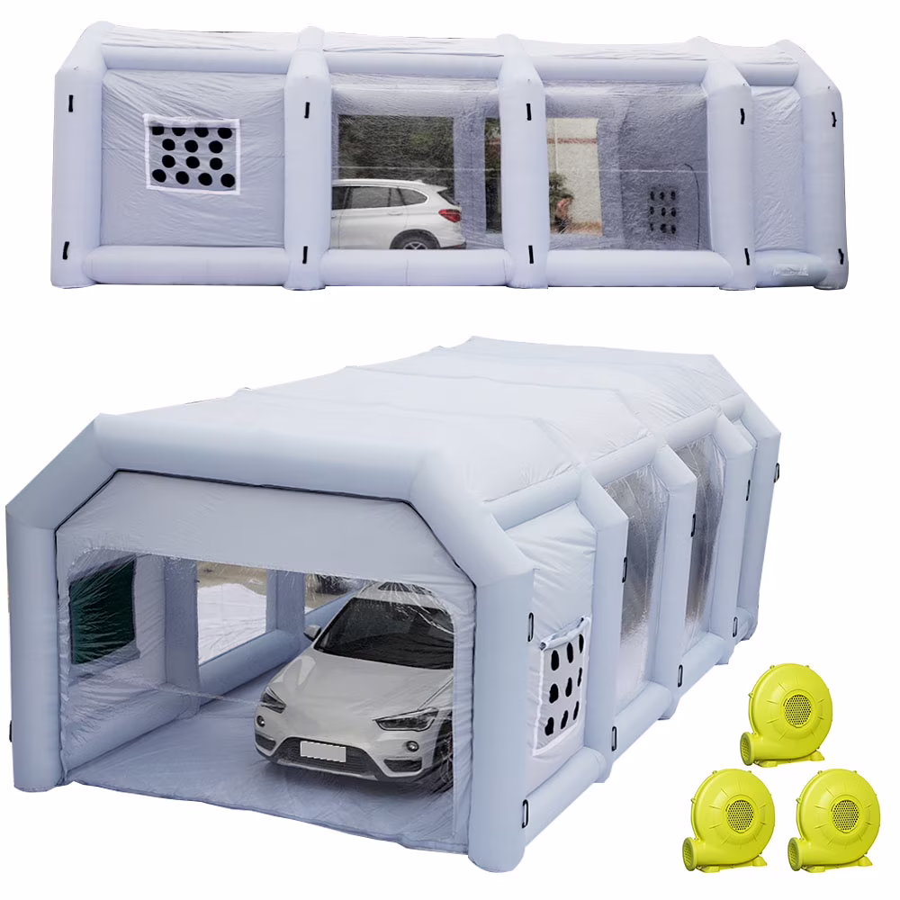 WGIA Inflatable Paint Booth 39X16.5X13FT with 3 Blowers Inflatable Spray Booth��Professional Car Workstation Portable Auto Paint Booth for Cars, Car Parts Painting
