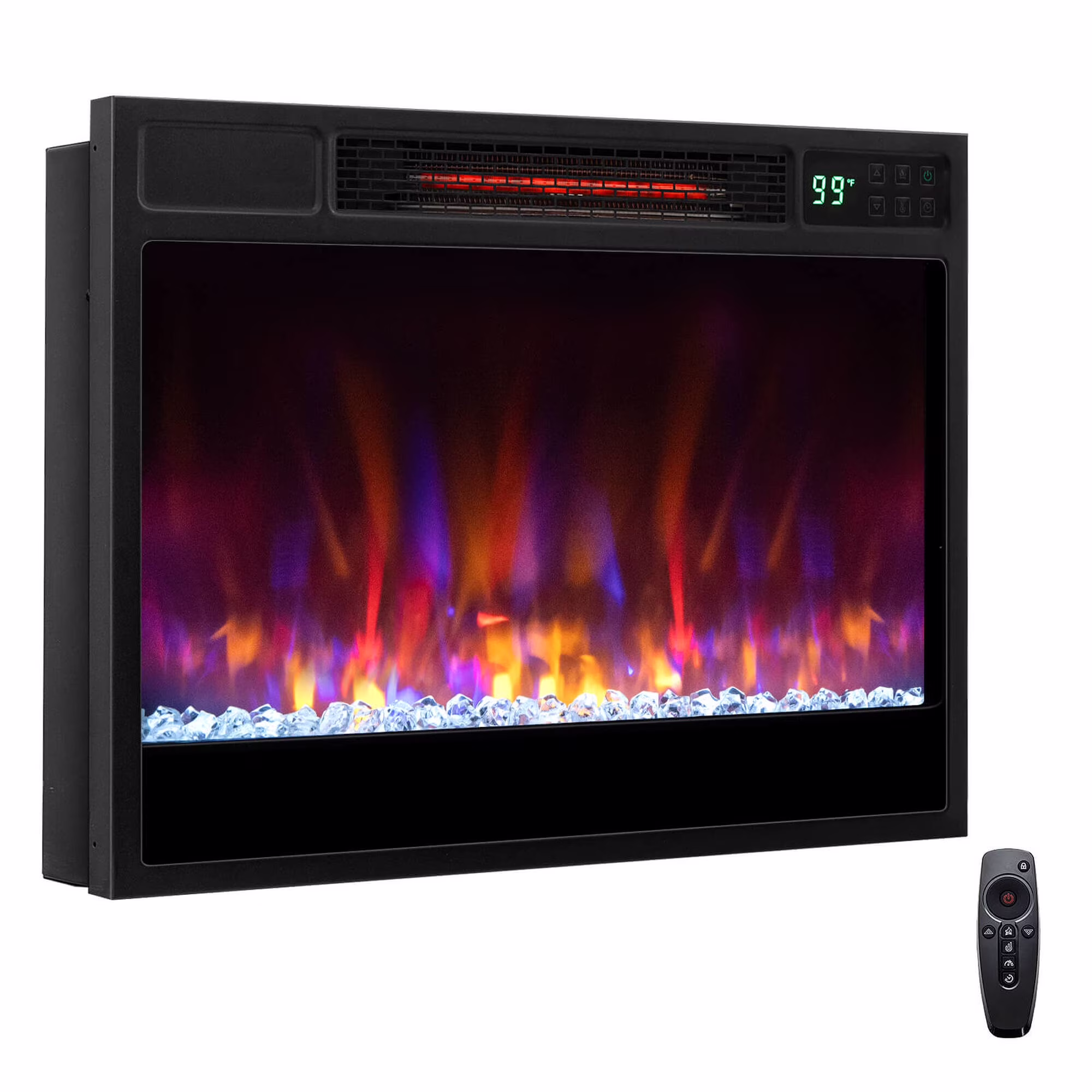 Costway 23-inch Infrared Quartz?Electric Fireplace Insert with Remote Control Black