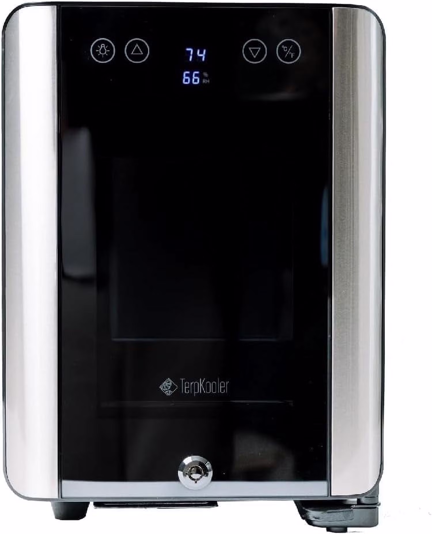 Essential Cooler - Mini Fridge with Temp & Humidity Control, 3 USB Ports, Smoked Glass Shelves, Lockable UV Glass Door for Cosmetics, Skin Care, Medicine, Herbs, and More