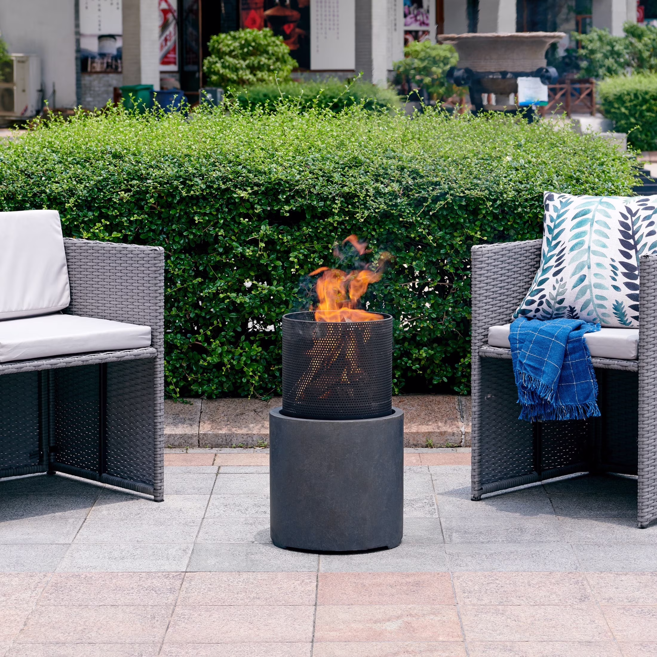 Danya B. 22" Wood Burning Faux Stone Fire Column