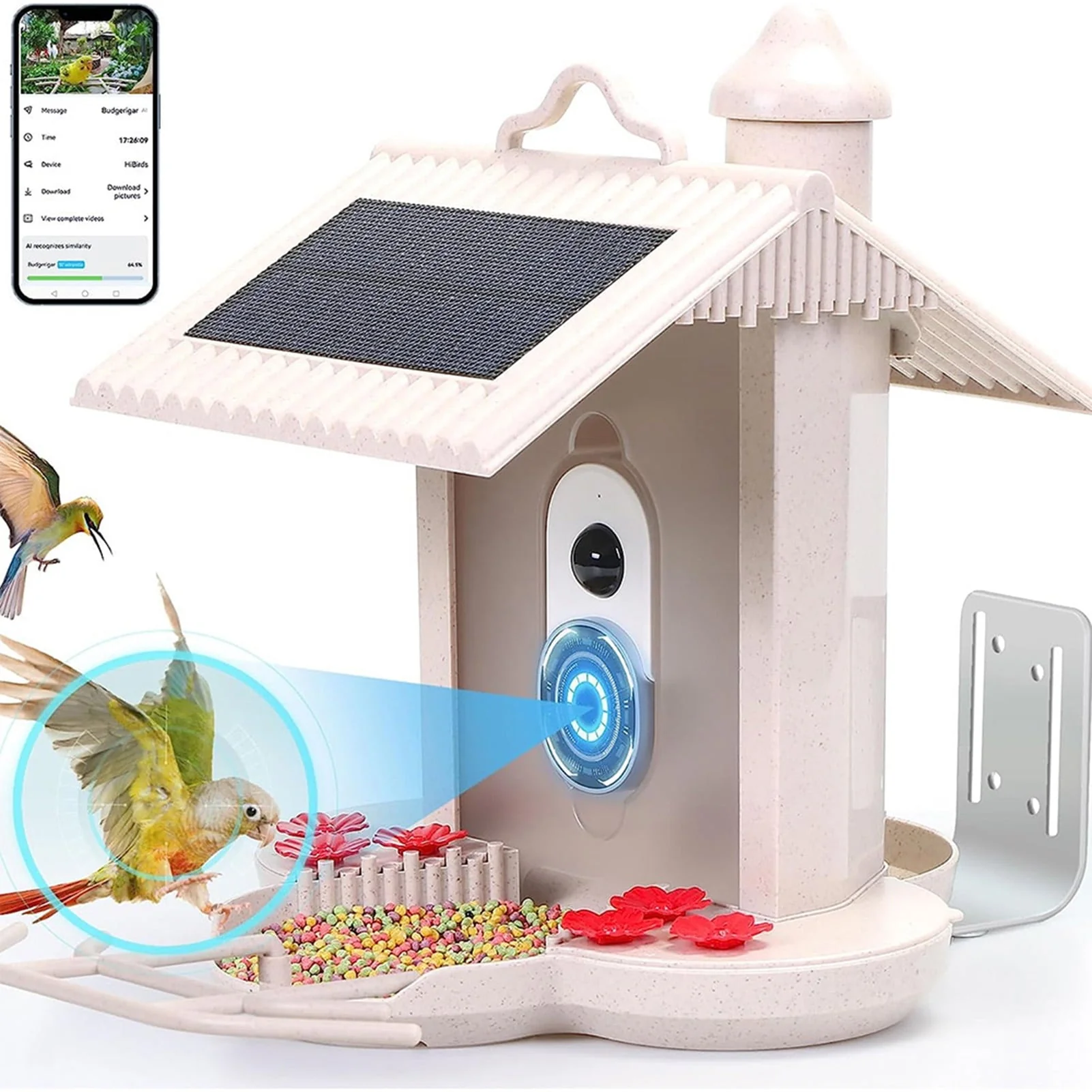 Aoresac Bird Feeder with Camera,Smart Bird Feeder with Phone App AI Identify Bird Species Night Vision for Bird Watching