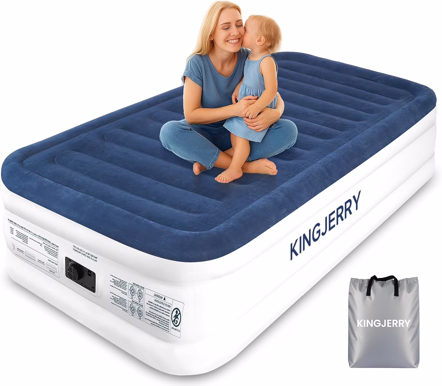 Twin XL Air Mattress with Built-in Pump, 18" Raised Comfort, Upgraded 80" Length, Dual-Layer Leakproof, Support 500 lbs, 2 Min Inflation, Inflatable Blow-up Bed for Home Camping Guests