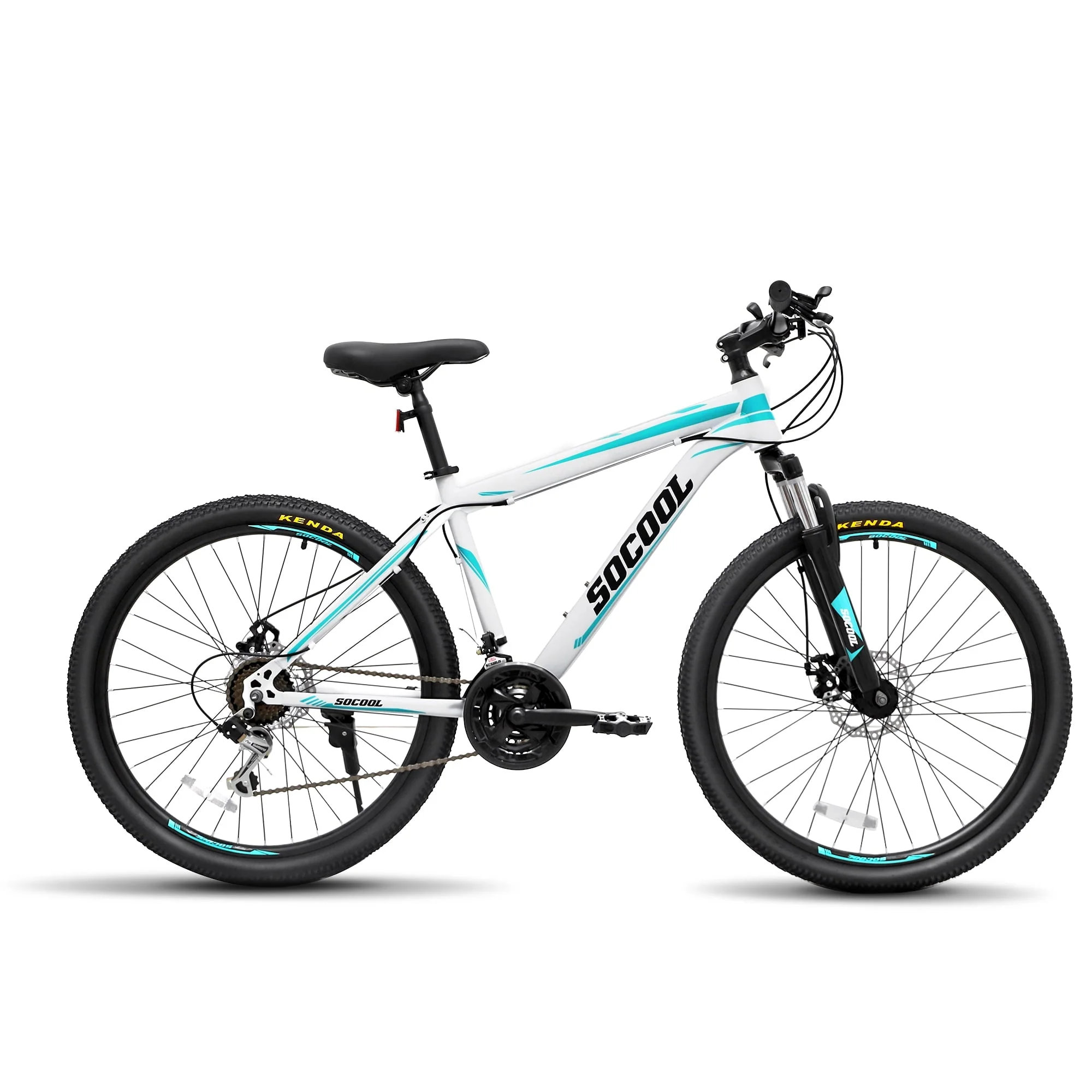 26 inch Mountain Bike Disc Brake 21 Speed Bike for Adult or Teens, Dual Disc Brake City Road Bicycle (White)