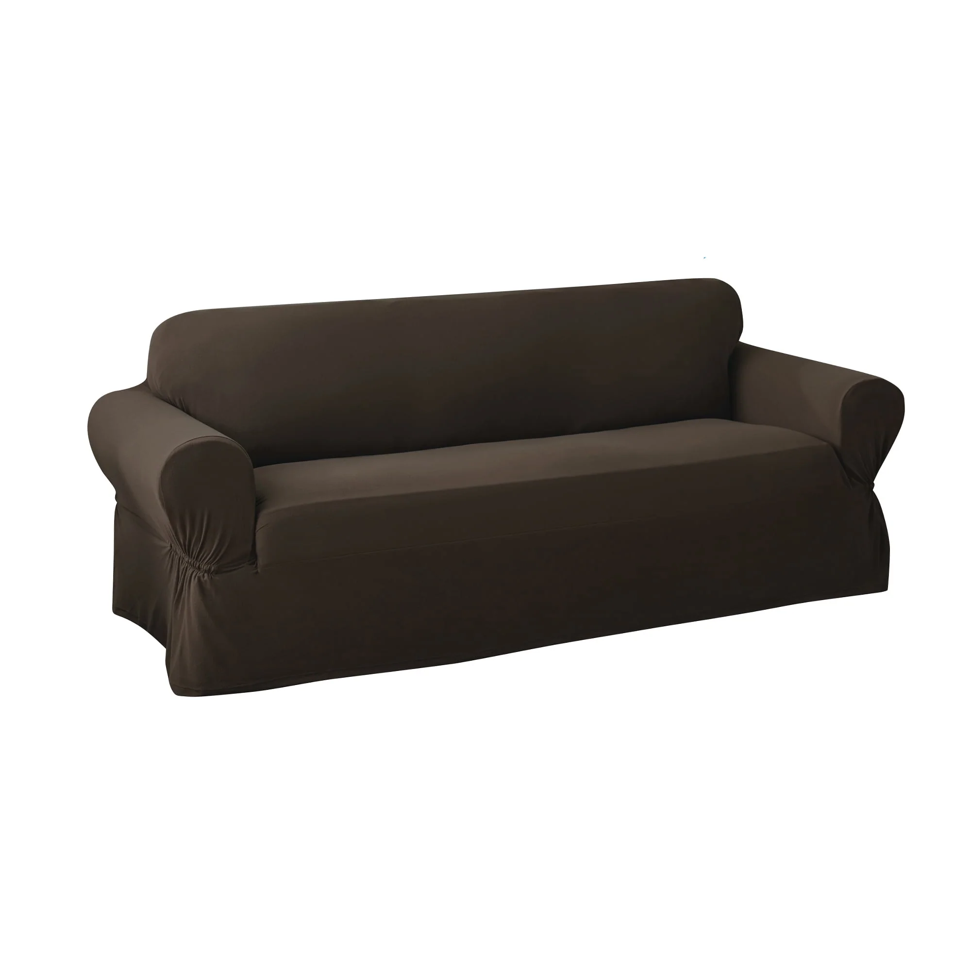 Mainstays Soft Touch Stretch Fabric Sofa Slipcover, Brown, 1-Piece