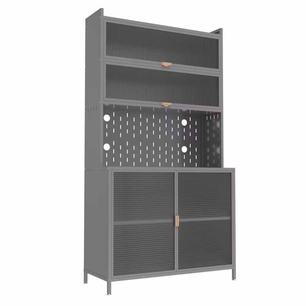 73'' Tall Kitchen Pantry Cabinet with 6 Flip Doors and Pegboard - Versatile Metal Storage Solution for Kitchen, Dining Room