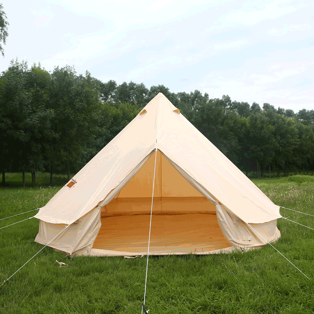 UNISTRENGH 4 Seasons Waterproof Cotton Canvas Bell Tent Glamping Tent with Chimney Hole for Camping Hiking