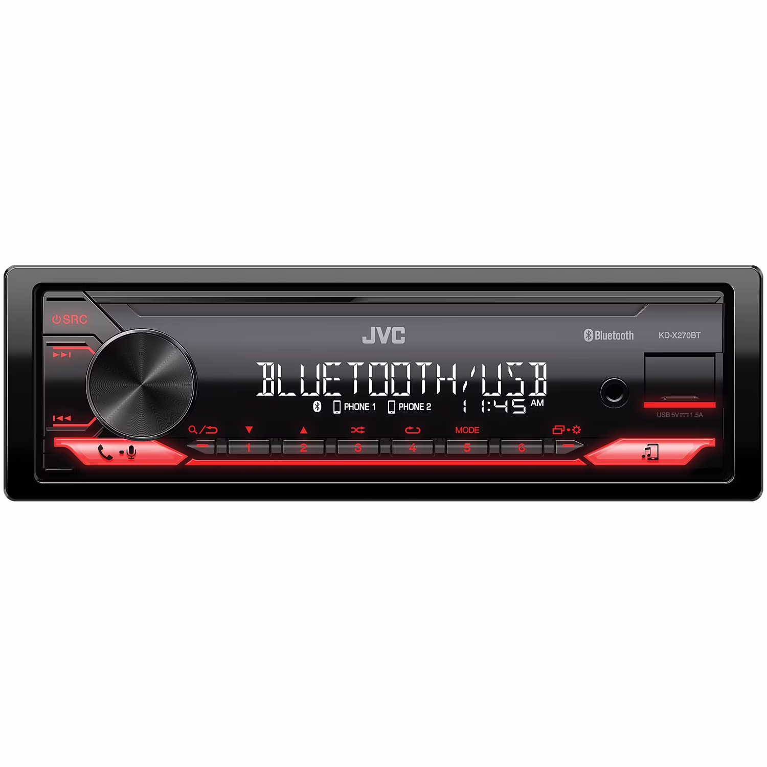 JVC KD-X270BT Single DIN In-Dash Digital Media Receiver with Bluetooth
