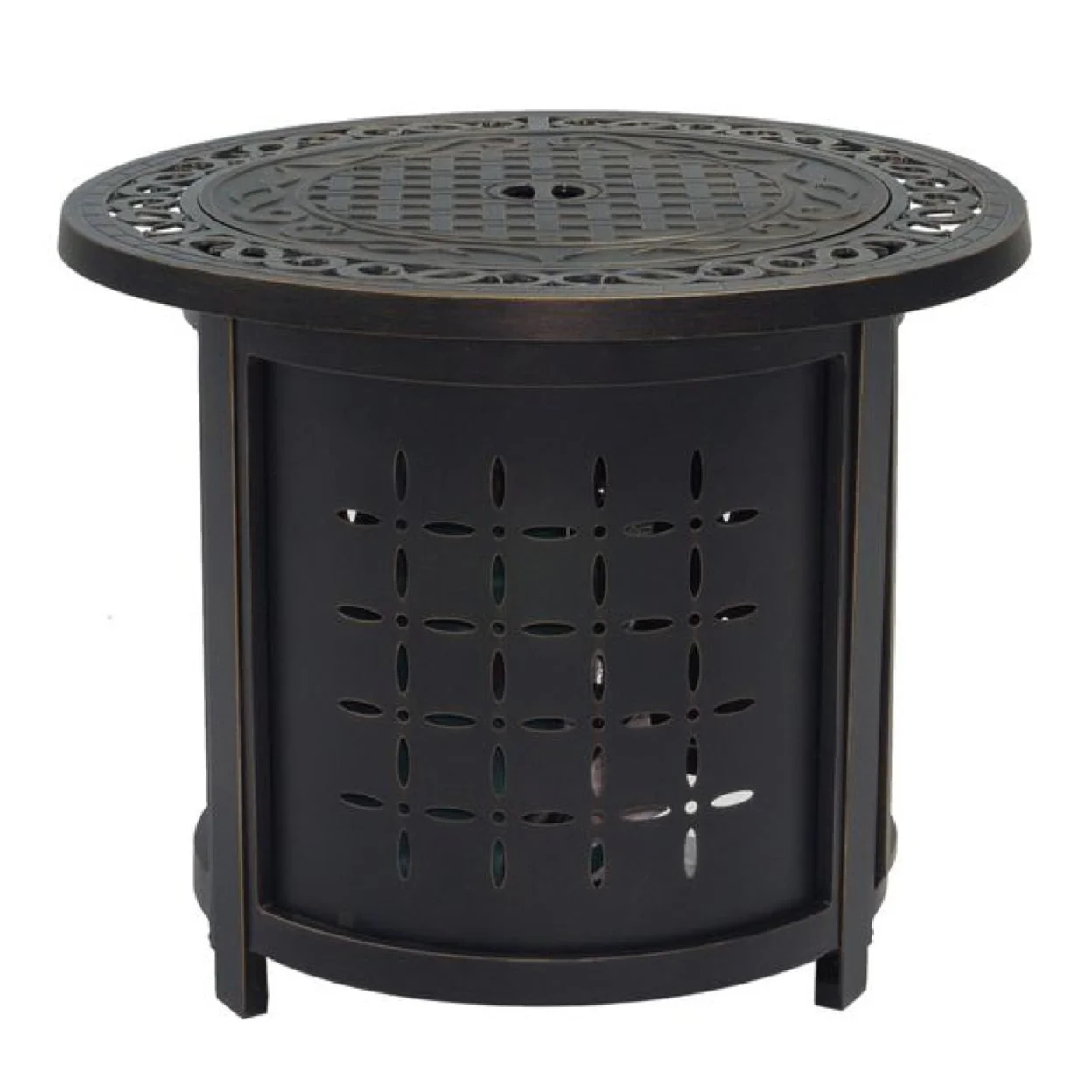 iPatio Outdoor Cast Aluminum 30" Round Firepit Table: Durable and Modern Patio Firepit Table with Lid and Glass Firebeads for Outdoor Heating and Entertainment
