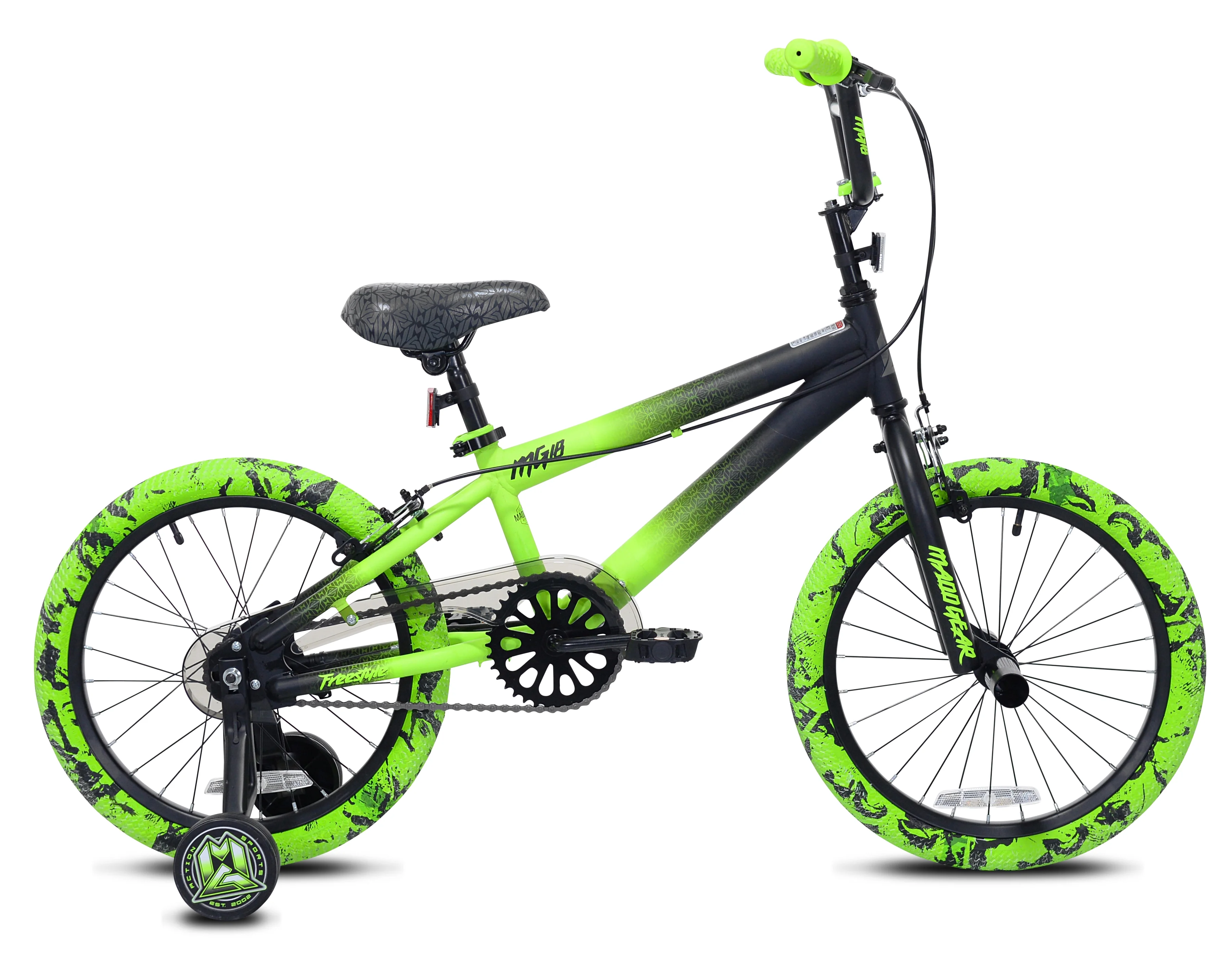 Bicycles 18" Madd Gear MG18 BMX Boy's Bike, Black and Green