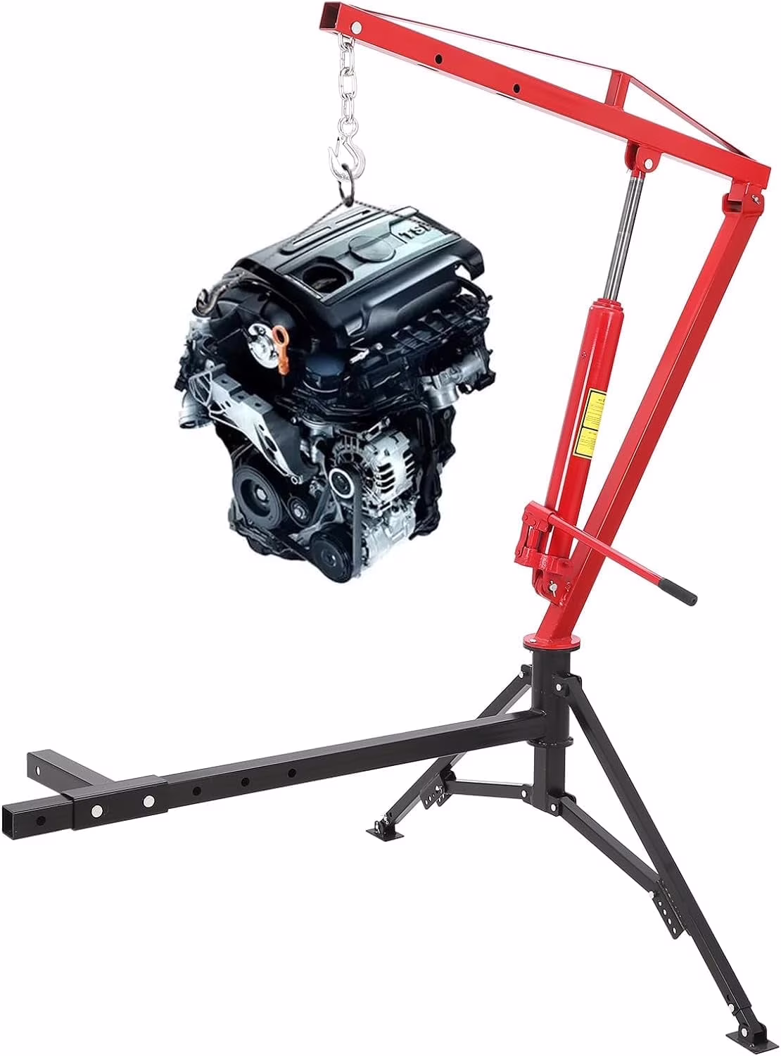 Garvee 1000 Lbs Truck Crane Hoist, Hydraulic Hitch-Mount Truck Crane with Three Boom Capacities of 500 Lbs, 750 Lbs & 1000 Lbs for Lifting Goods in Construction, Red