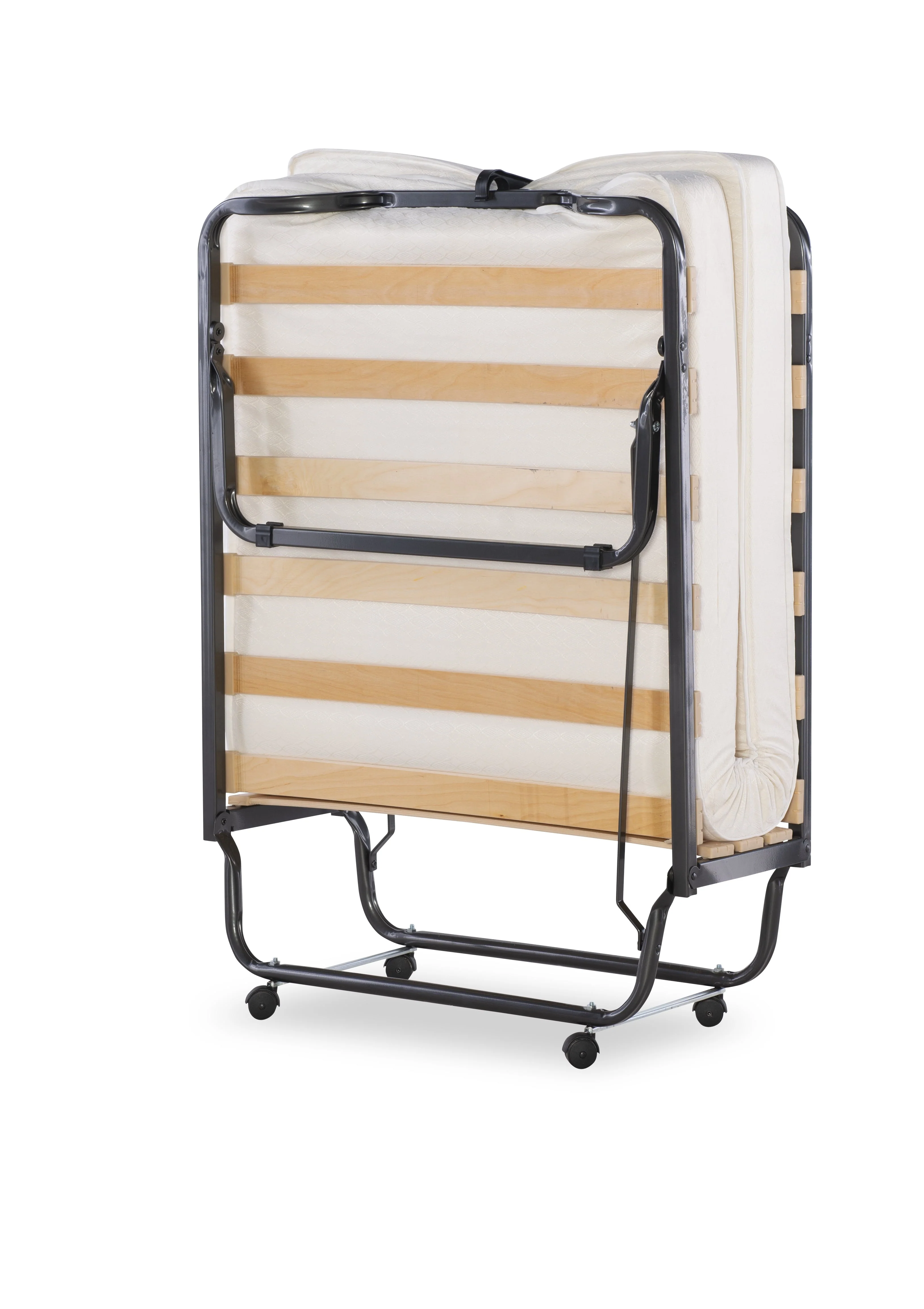 Linon Luxor Folding Rollaway Guest Bed with 4" Foam Mattress with Memory Foam Layer, Single-Size