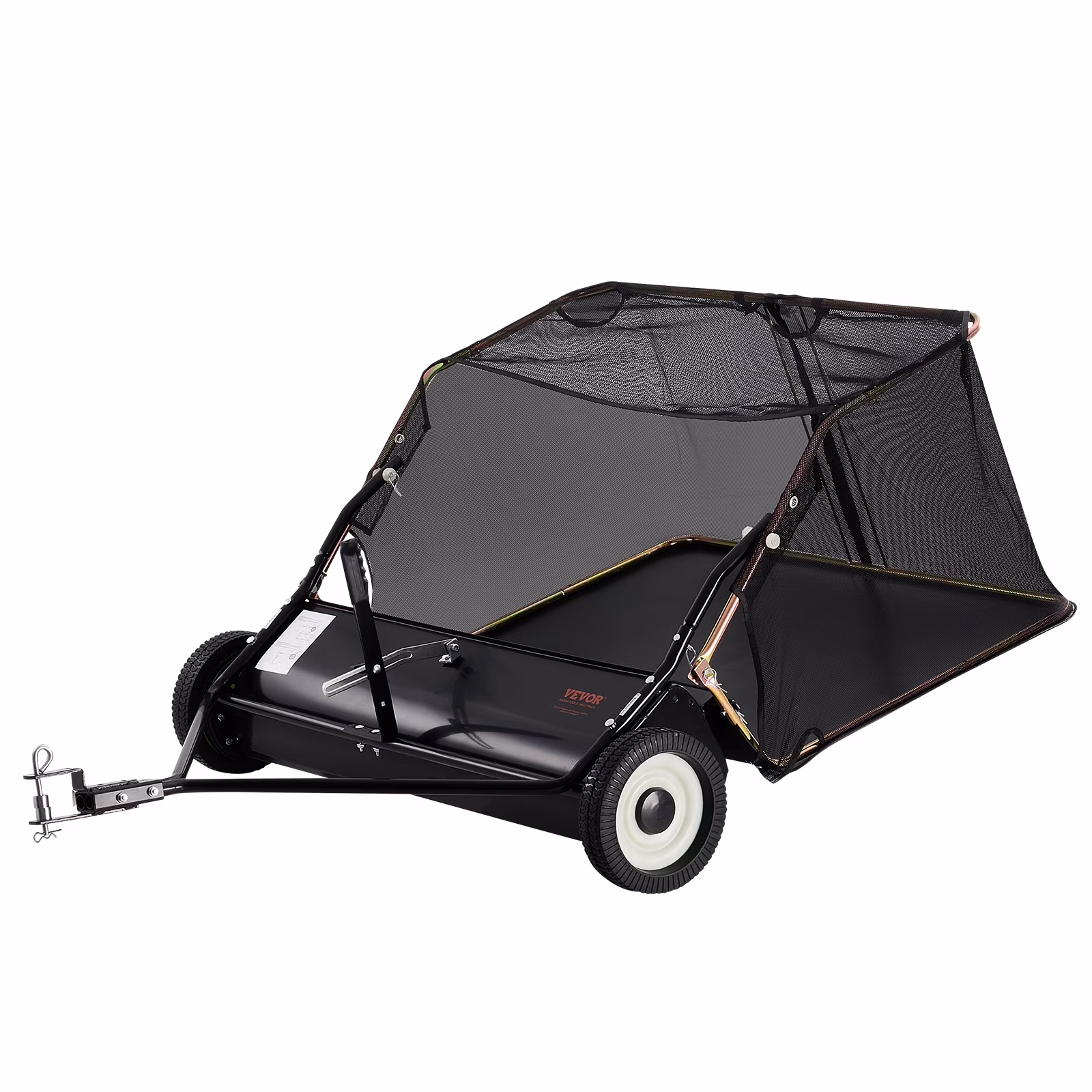 VEVOR 42-inch Lawn Sweeper Tow Behind, 12 cu.ft. Large Pull Behind Grass Sweeper, Heavy Duty Leaf & Grass Collector with Dumping Rope Design, Adjustable Sweeping Height for Picking Up Debris & Grass