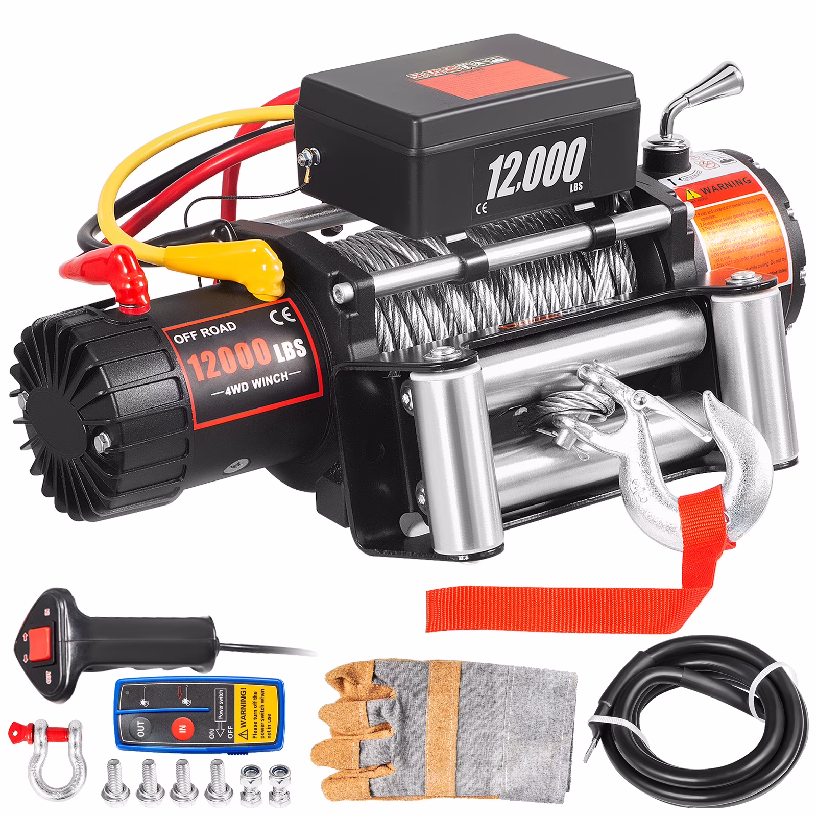 KFFKFF Truck Winch 12000Ibs Electric Winch 85ft/26m Steel Cable 12V Power Winch Jeep Winch with Wireless Remote Control and Powerful Motor for UTV ATV & Jeep Truck and Wrangler in Car Lift