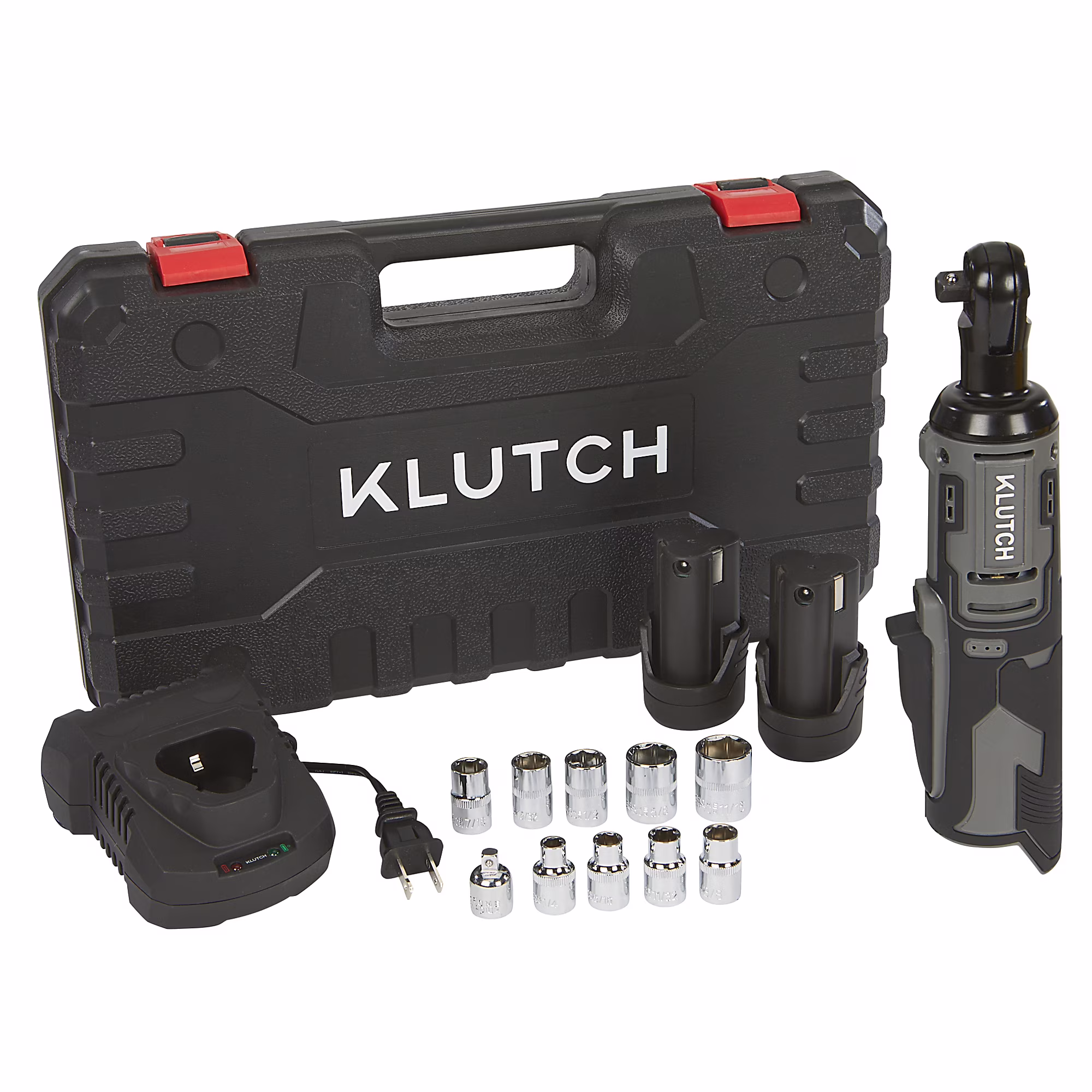 Klutch 3/8in. Ratchet Wrench Kit, 12V, Cordless, Lightweight, Ergonomic, 2.0Ah