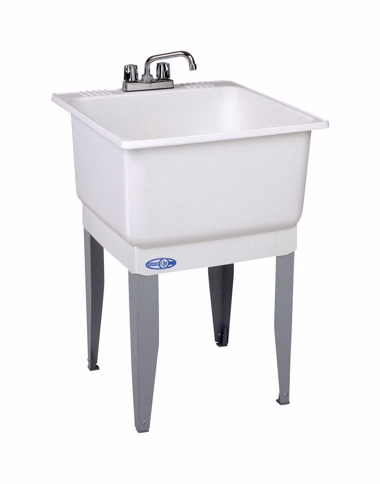 Mustee 14CP Polypropylene Freestanding Tub Utility Sink with Drain and Faucet, One Size, White