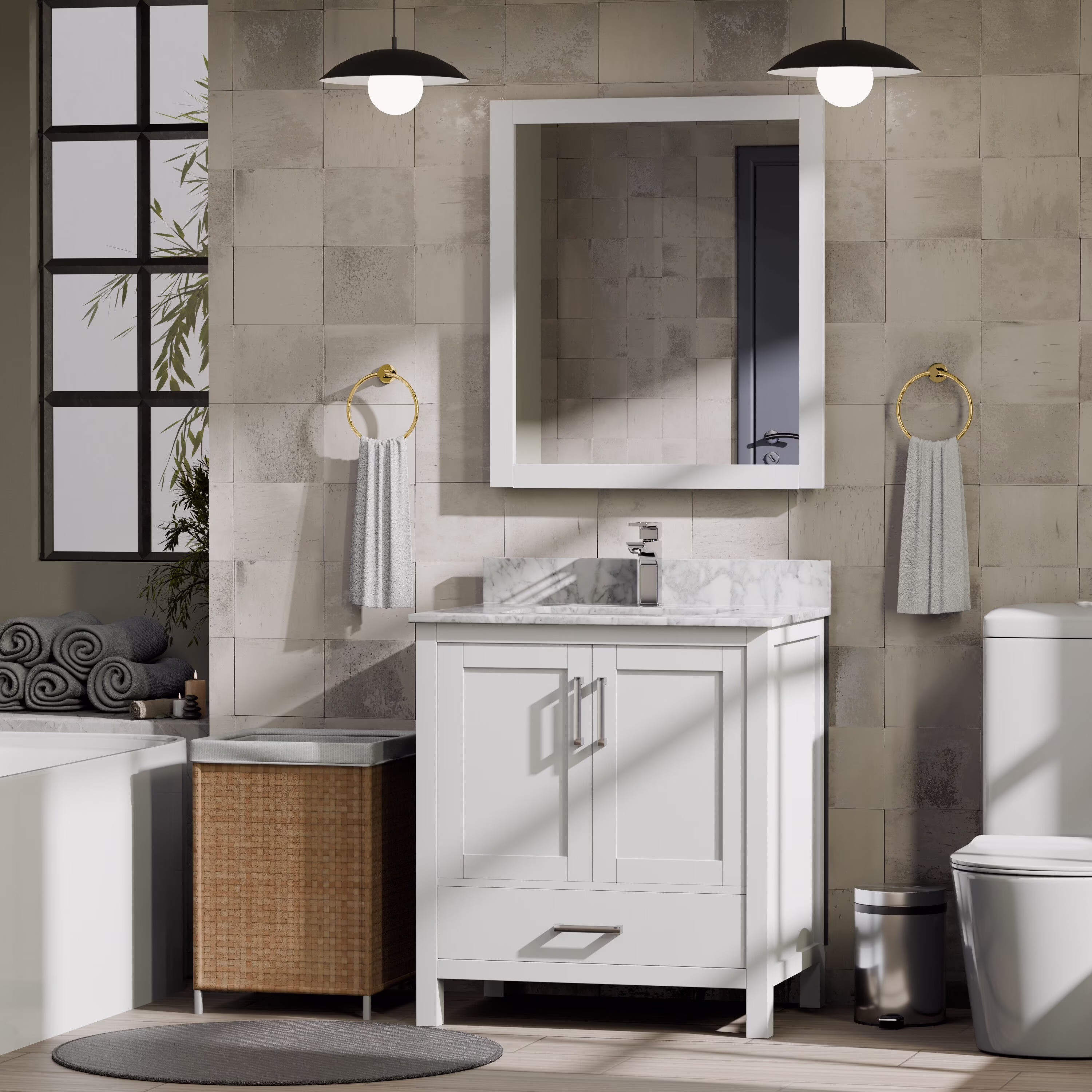 Lexora Home Jacques 30" Vanity Cabinet in White