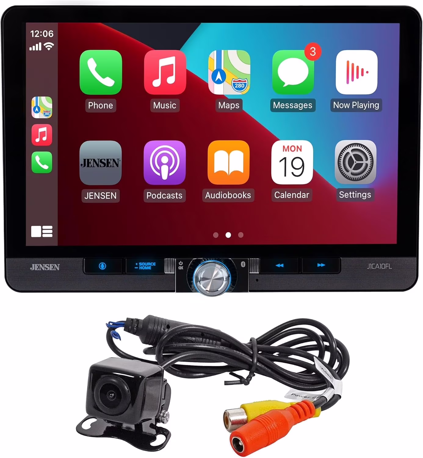 Jensen J1CA10FL-BUC 10.1-inch Certified Apple CarPlay Android Auto Wired or Wireless | Single DIN and Double DIN Touchscreen Car Stereo Radio | Bluetooth | USB Charge | Backup Camera Included