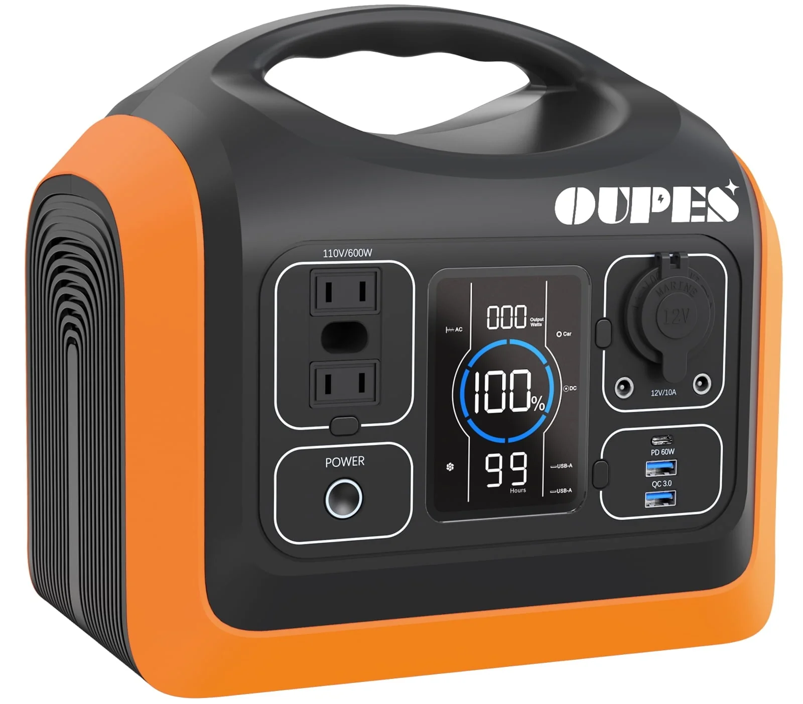 OUPES 600W Portable Power Station, 595Wh LiFePO4 Solar Generator with 8 Outputs (1000W Peak), 3600+ Charging Cycles for Camping Travel