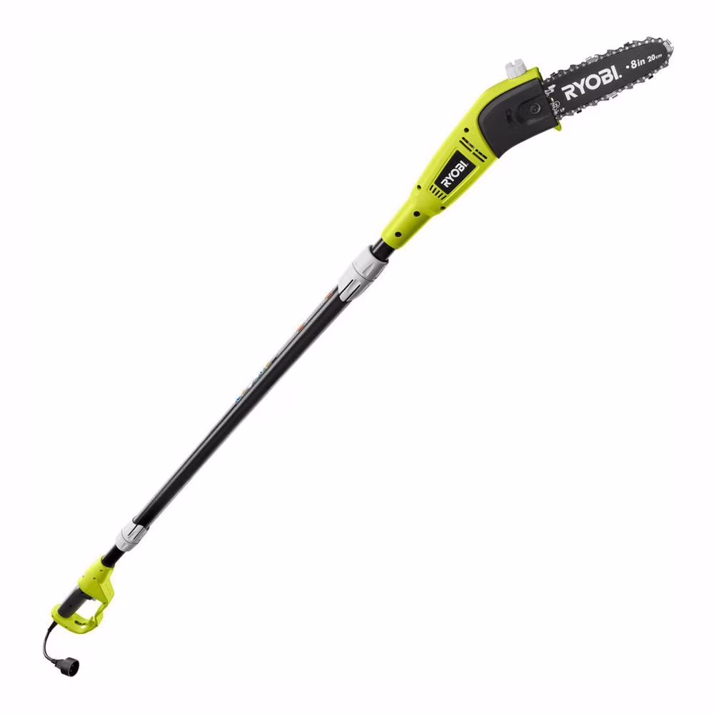 Ryobi Pole Chainsaw Pruner 8 in. Bar 6 Amp Corded Electric Chain Saw Pruner Angled Head RY43160A