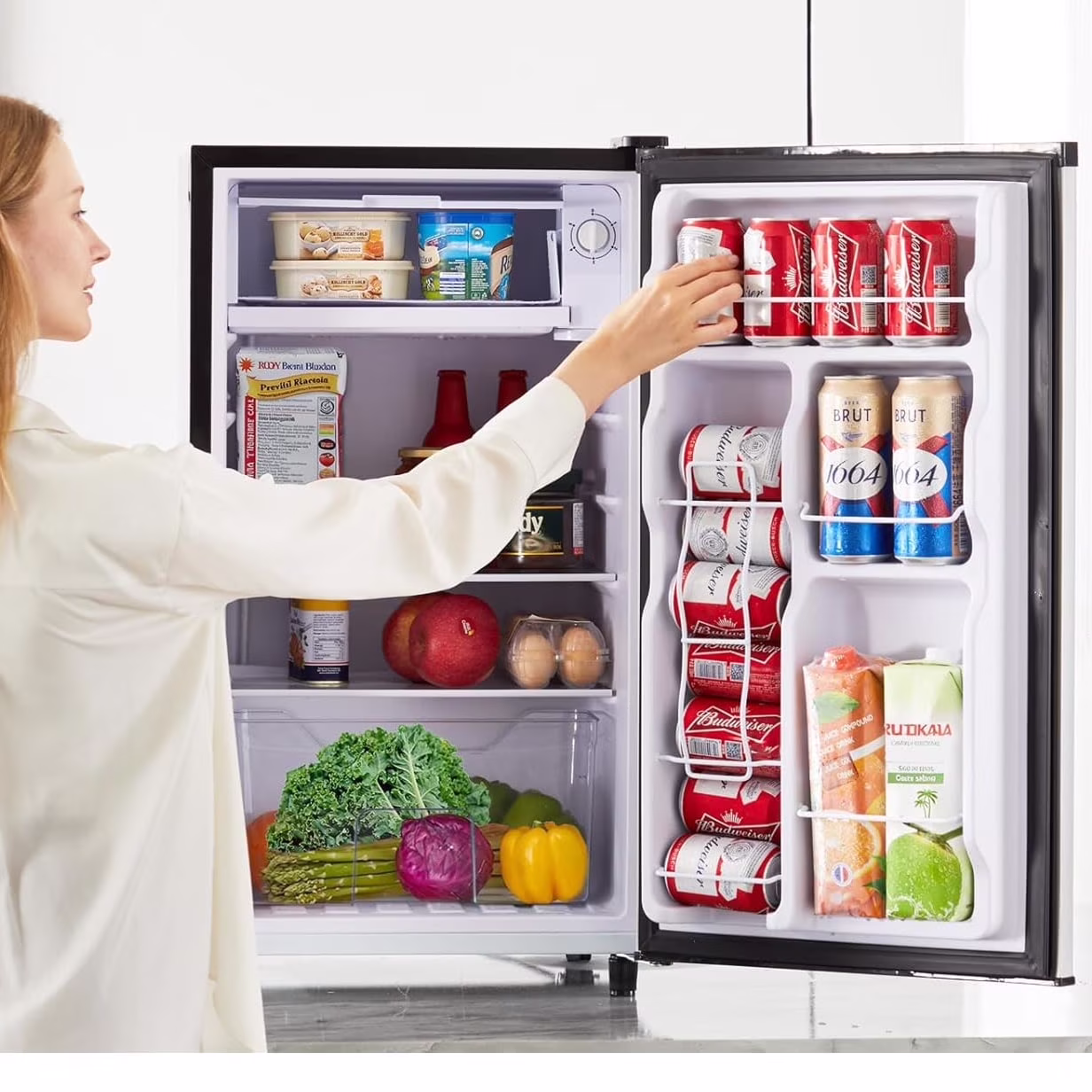 Simenmax 3.2 Cu.ft Single Door Mini Fridge,Silver
