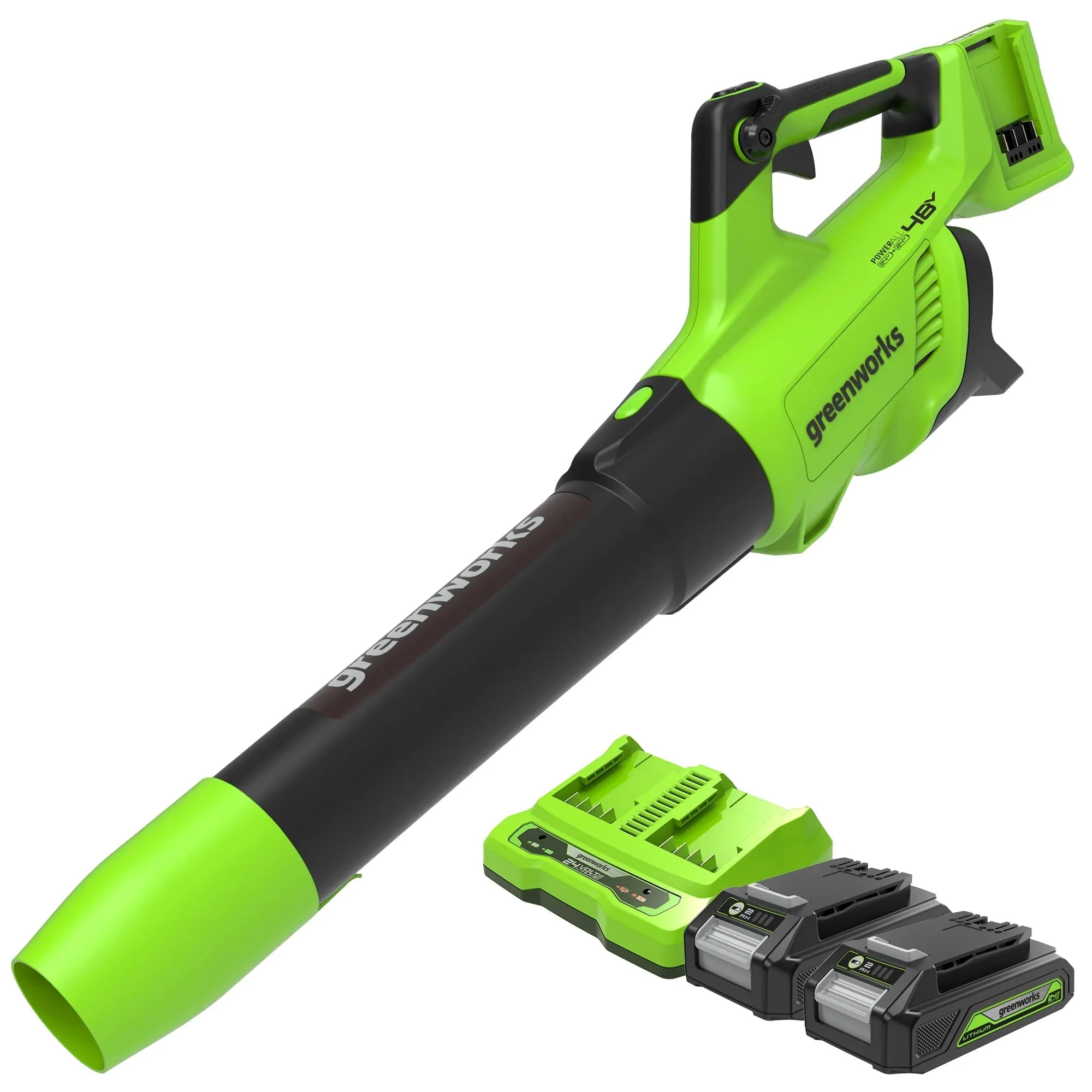 Greenworks 48V Axial Blower with 2 (24V) 2.0 Ah USB Batteries & Charger