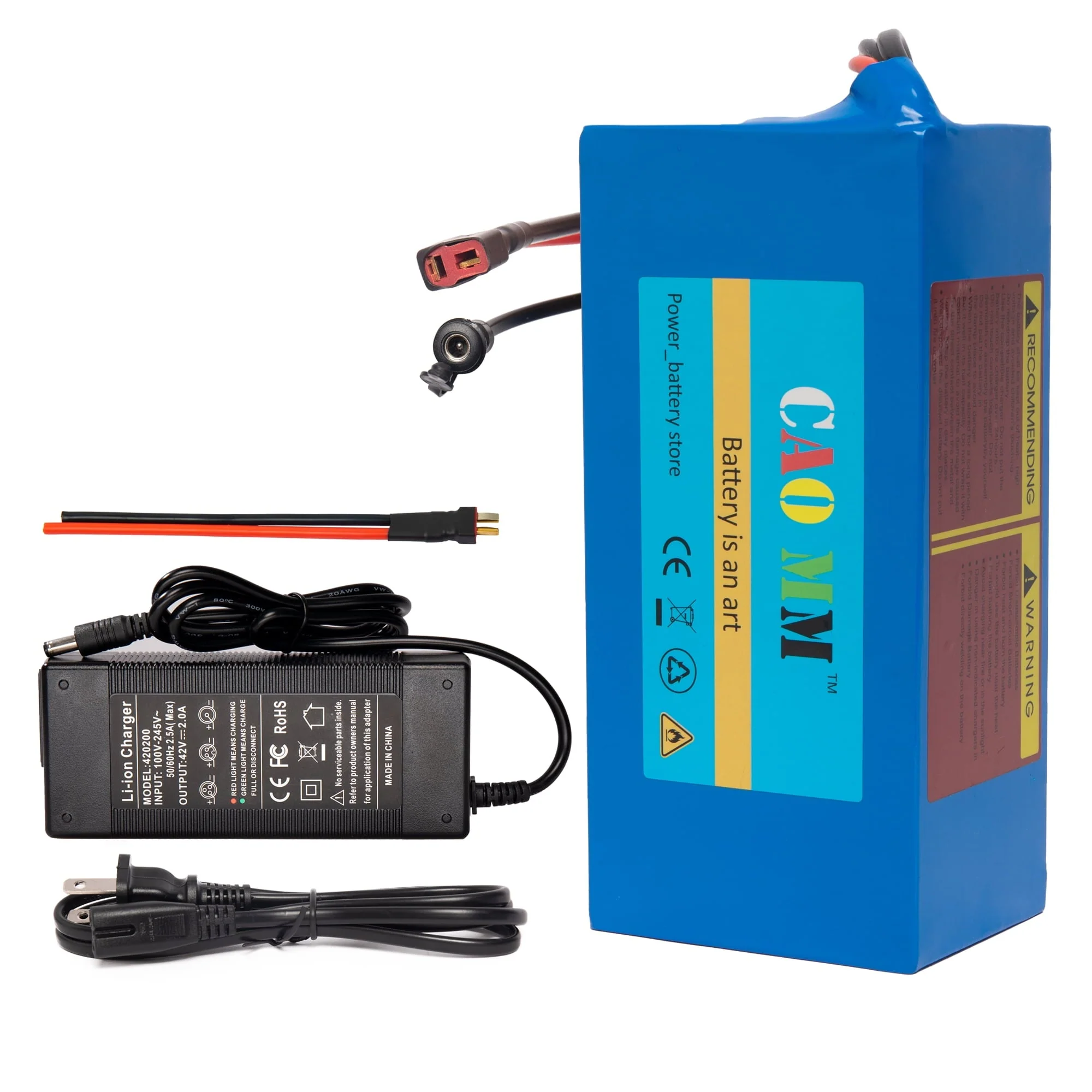 36V 10Ah Lithium Battery 30A BMS Battery with Charger for 750W Electirc Tricycle Bike